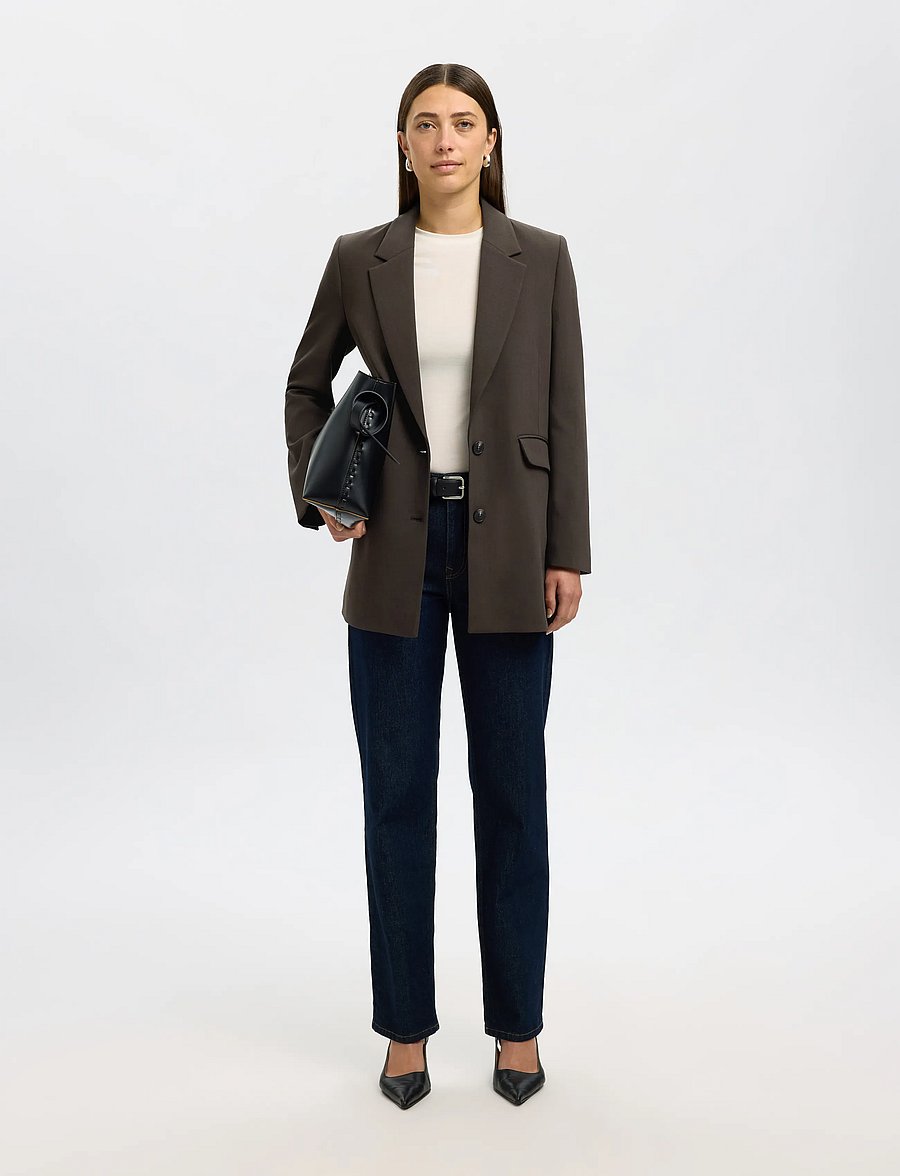 Selected - SLWRITA LS RELAXED BLAZER MEL NOOS - enkeltradede blazere - delicioso - 3