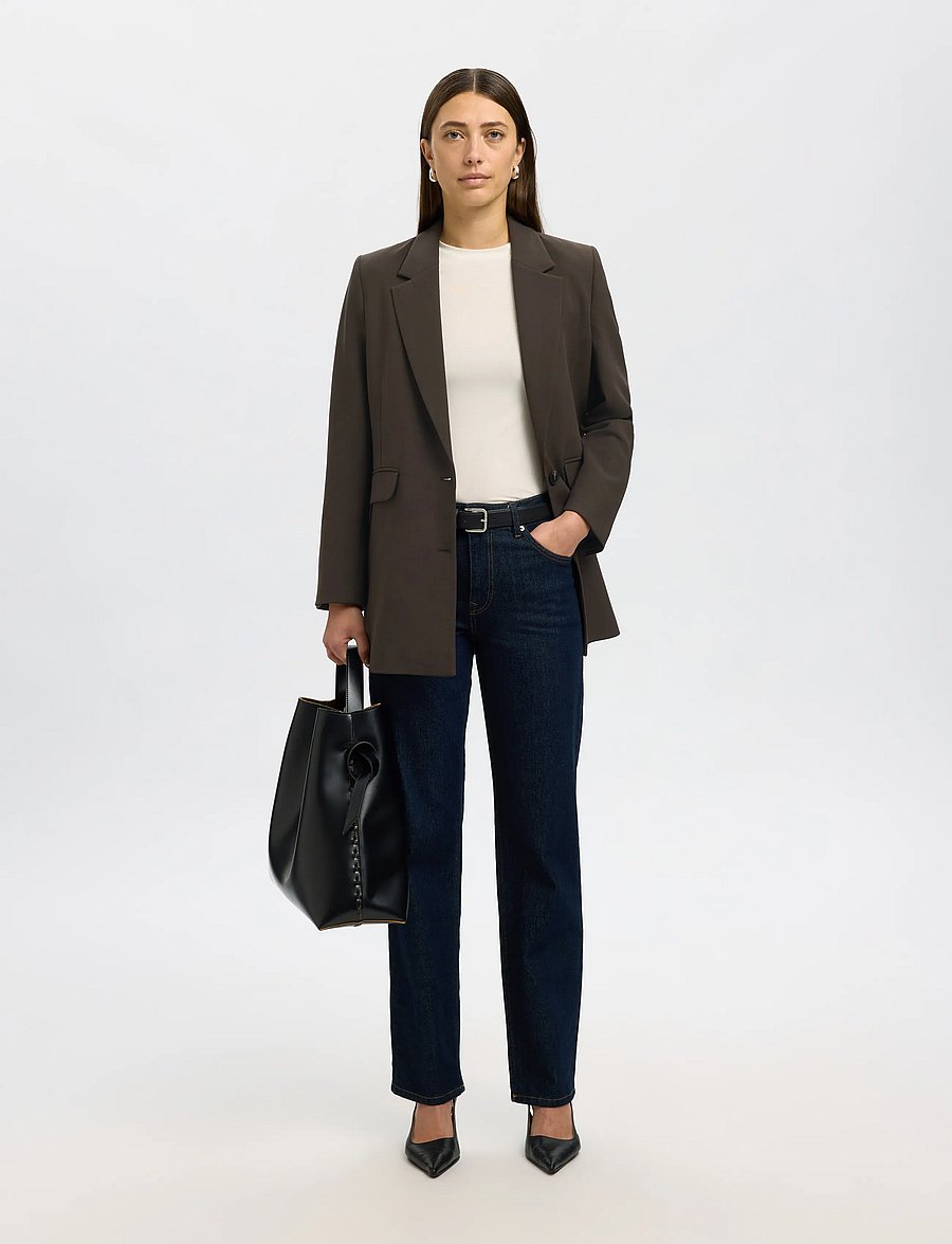 Selected - SLWRITA LS RELAXED BLAZER MEL NOOS - enkeltradede blazere - delicioso - 5