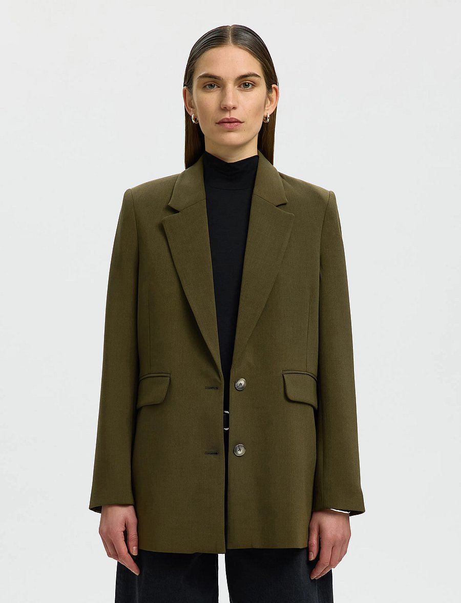 Selected - SLWRITA LS RELAXED BLAZER MEL NOOS - fir green - 0