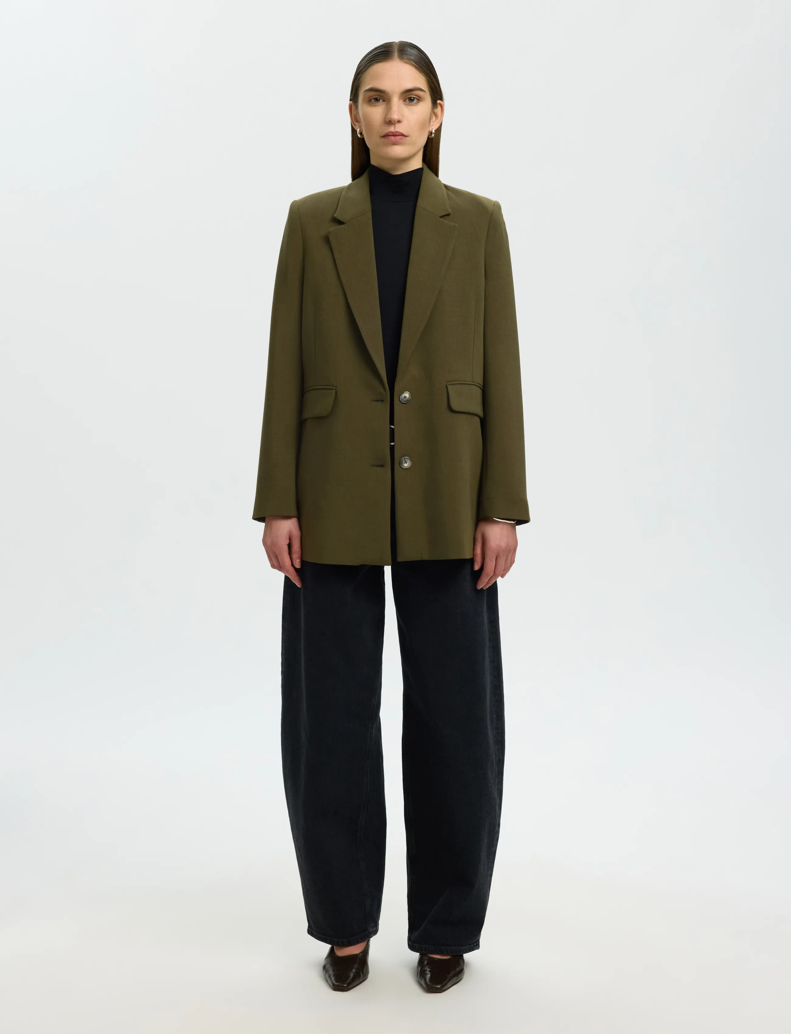 Selected - SLWRITA LS RELAXED BLAZER MEL NOOS - fir green - 3