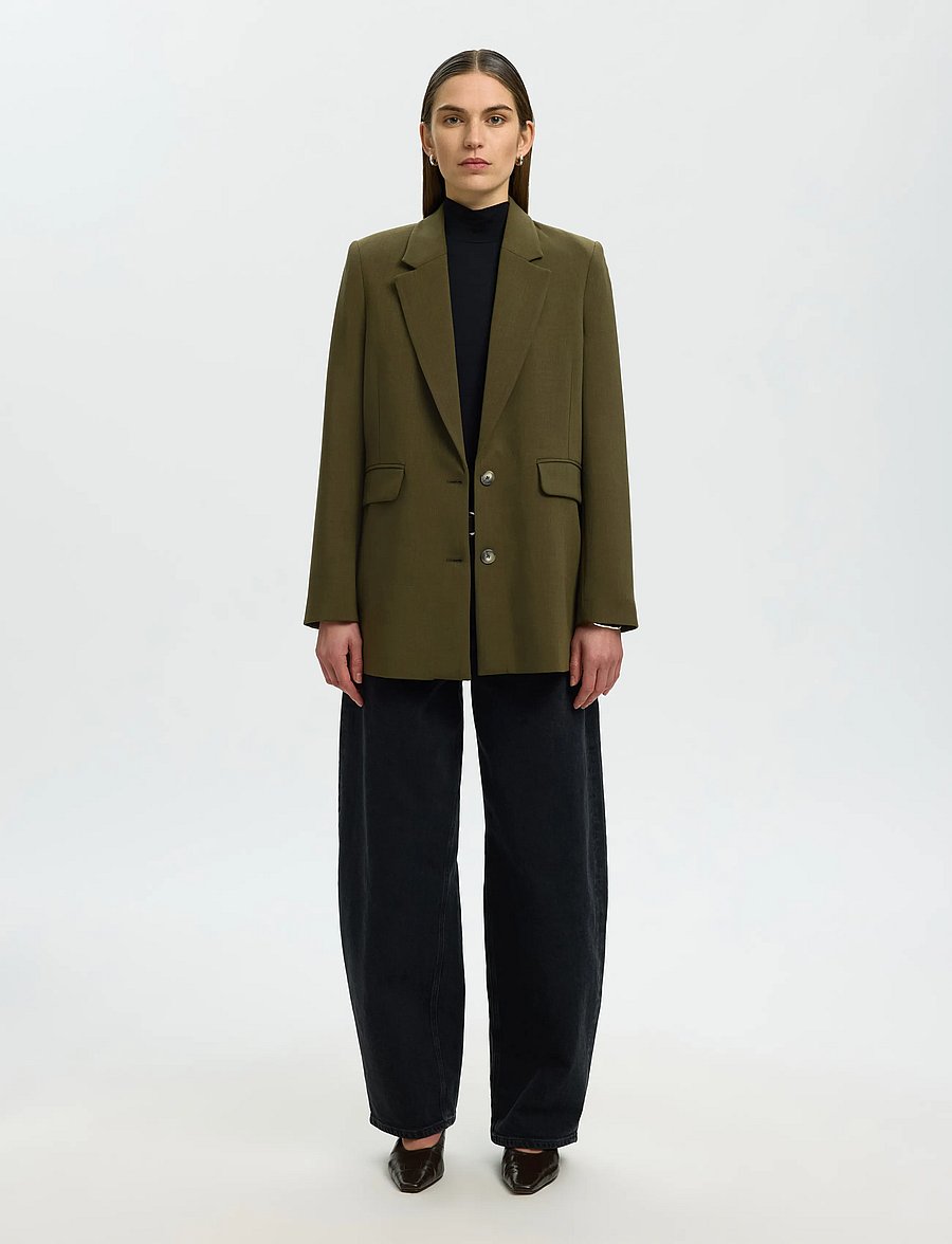 Selected - SLWRITA LS RELAXED BLAZER MEL NOOS - fir green - 3