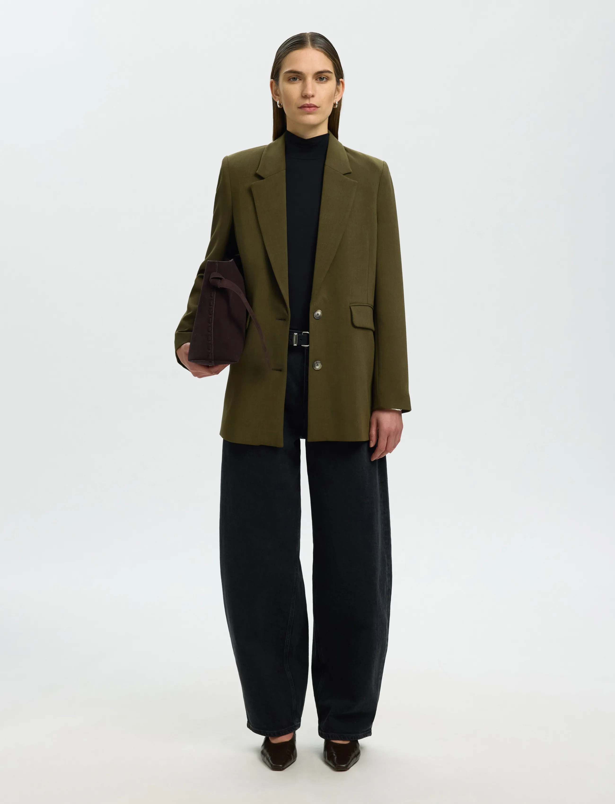 Selected - SLWRITA LS RELAXED BLAZER MEL NOOS - fir green - 5