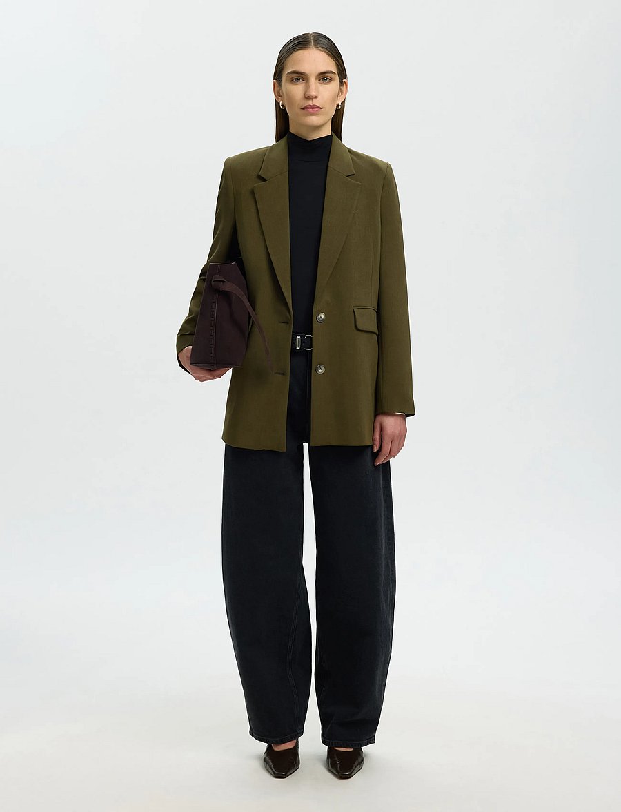 Selected - SLWRITA LS RELAXED BLAZER MEL NOOS - fir green - 5