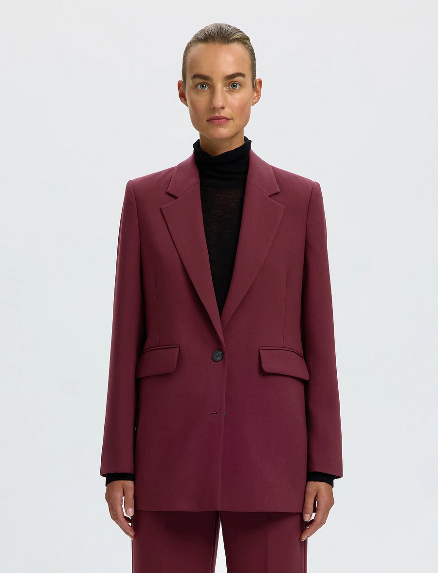 Selected - SLWRITA LS RELAXED BLAZER MEL NOOS - einreihige blazer - tawny port - 0