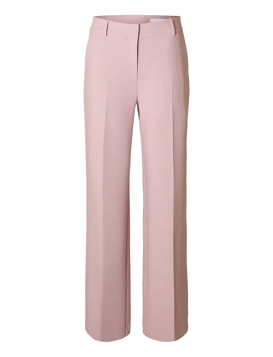Selected - SLWRITA MW WIDE PANT MEL NOOS - anzugshosen - bleached mauve - 1