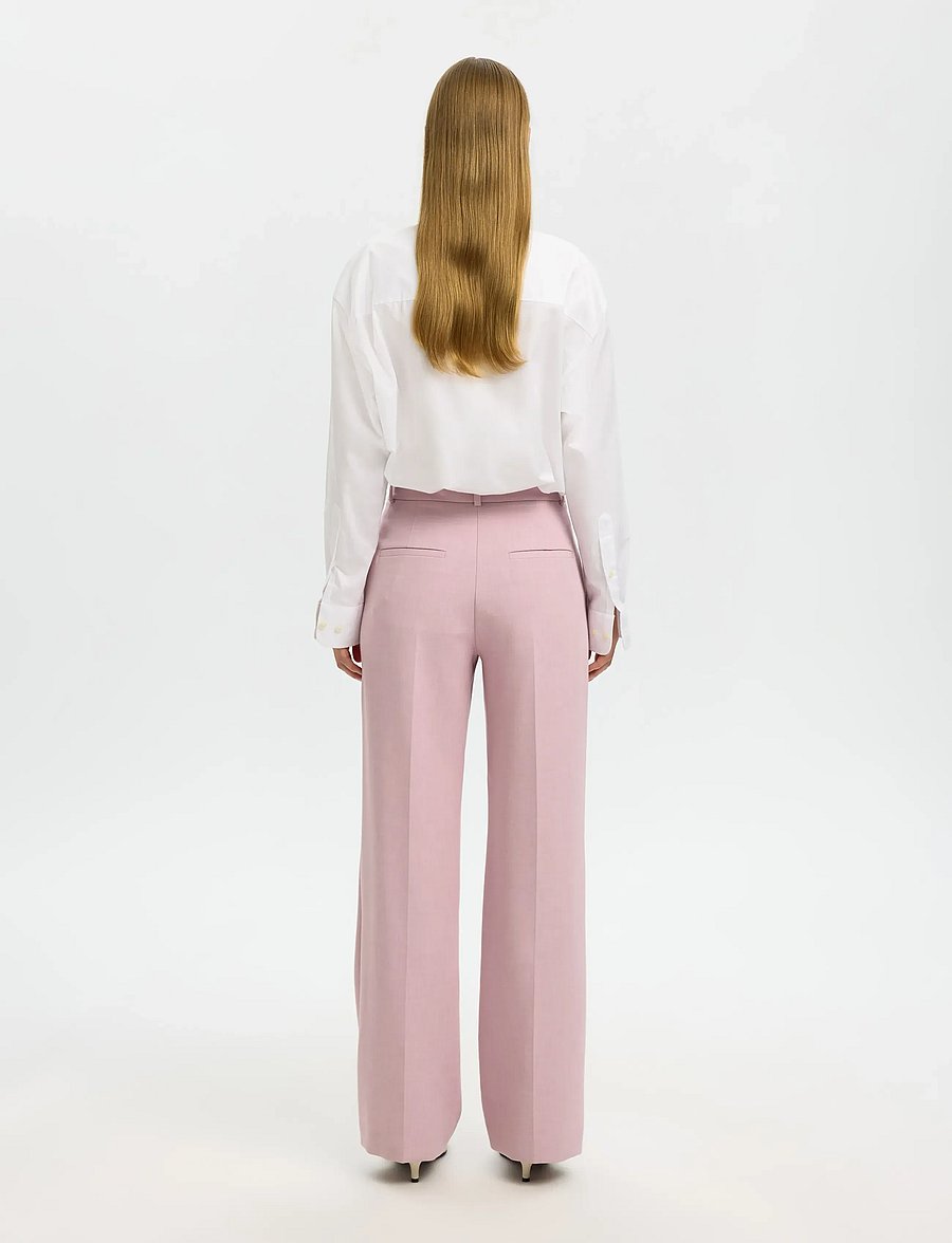 Selected - SLWRITA MW WIDE PANT MEL NOOS - anzugshosen - bleached mauve - 2