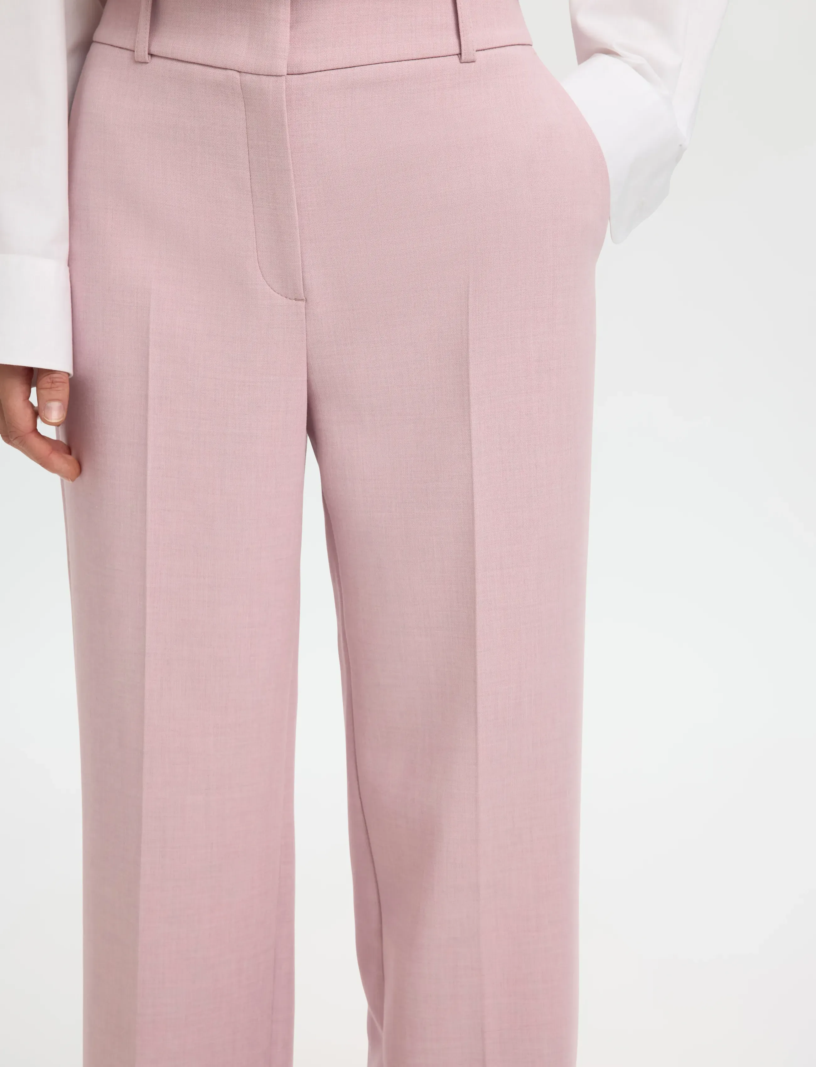 Selected - SLWRITA MW WIDE PANT MEL NOOS - kostymbyxor - bleached mauve - 4