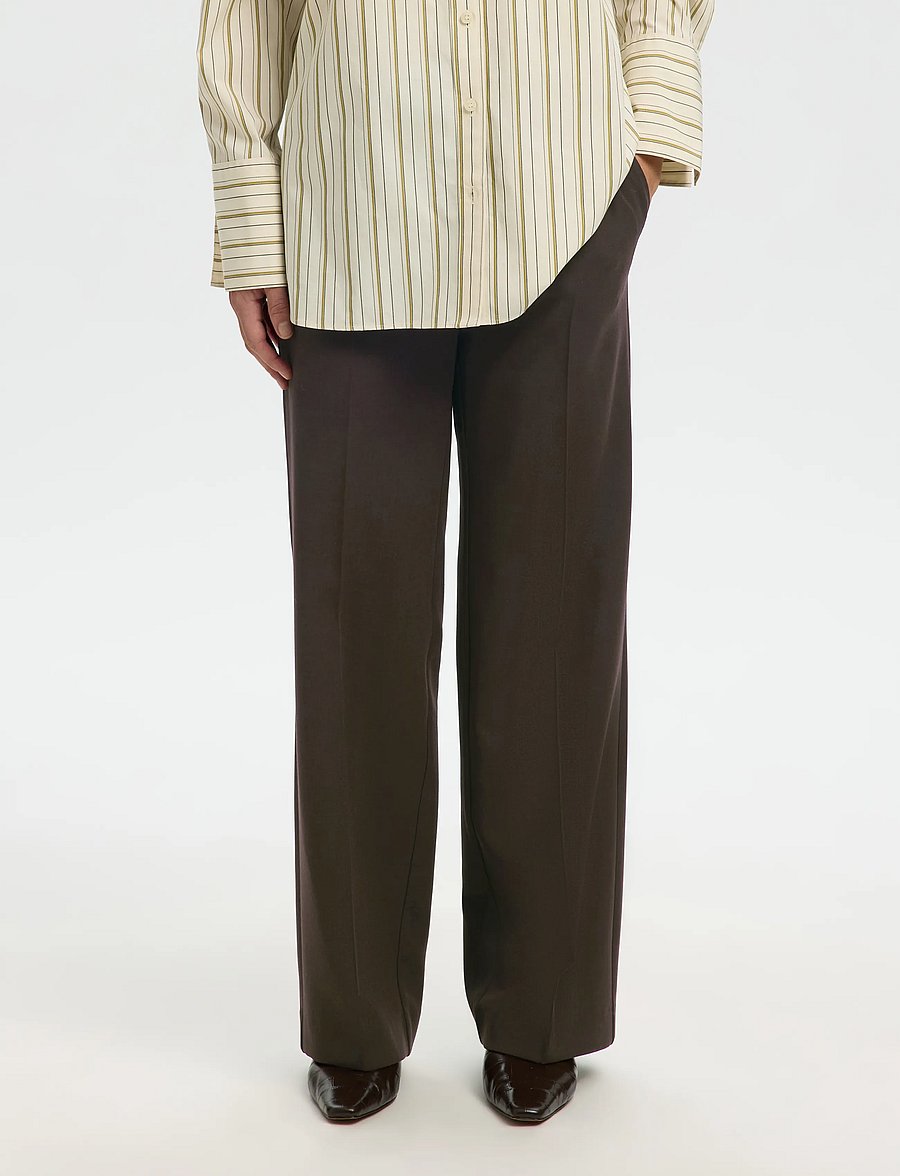 Selected - SLWRITA MW WIDE PANT MEL NOOS - tailored trousers - delicioso - 0
