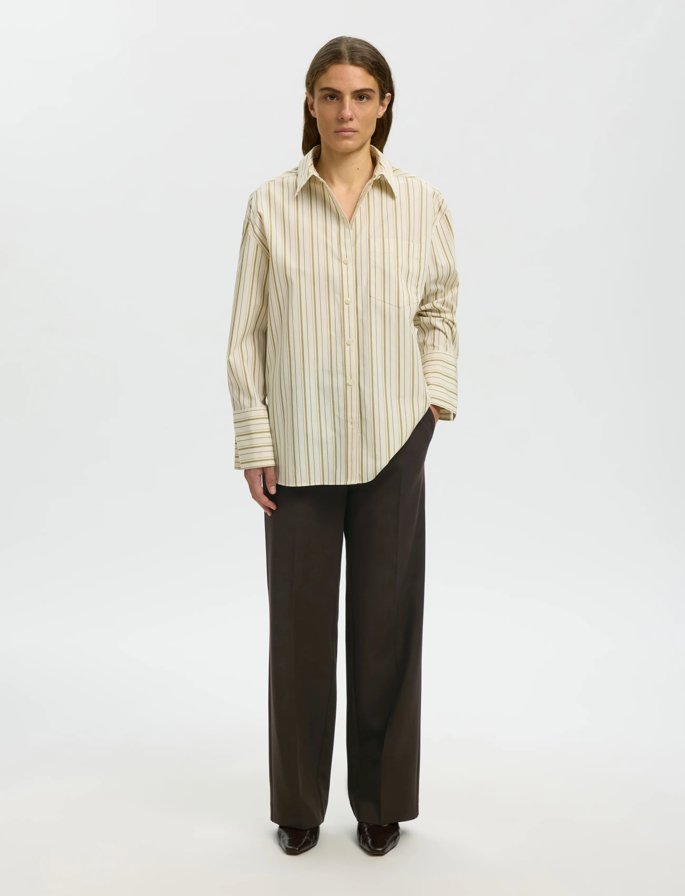 Selected - SLWRITA MW WIDE PANT MEL NOOS - tailored trousers - delicioso - 3