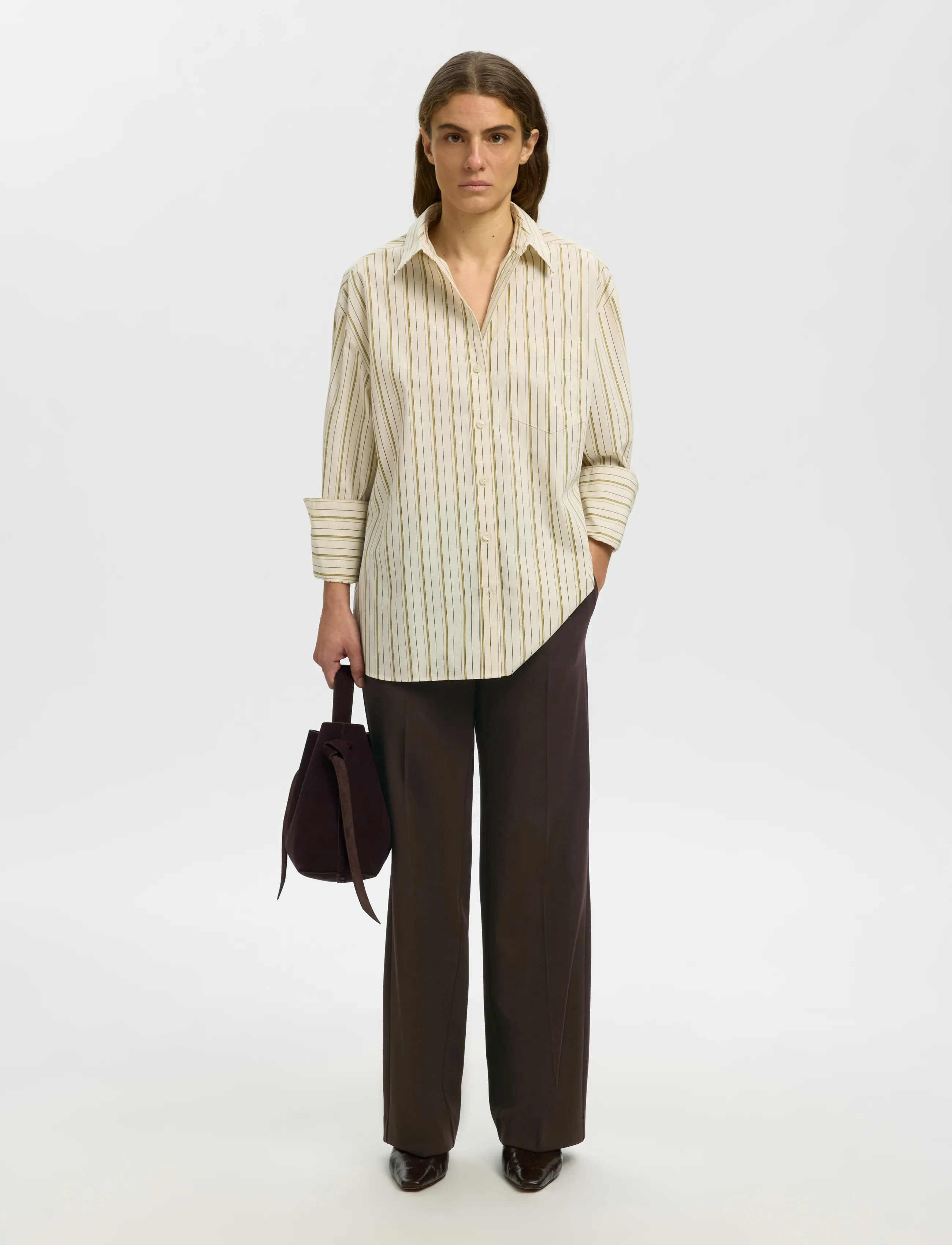 Selected - SLWRITA MW WIDE PANT MEL NOOS - tailored trousers - delicioso - 5