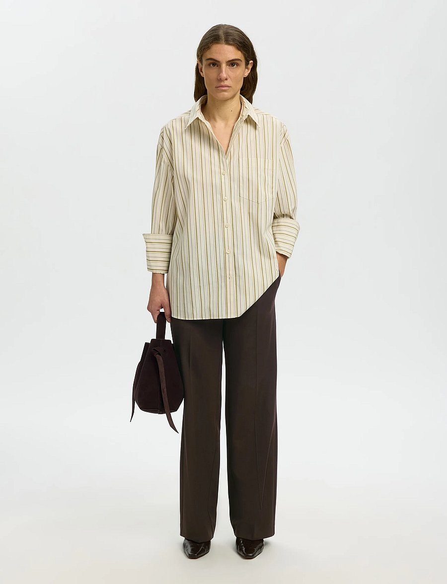 Selected - SLWRITA MW WIDE PANT MEL NOOS - tailored trousers - delicioso - 5