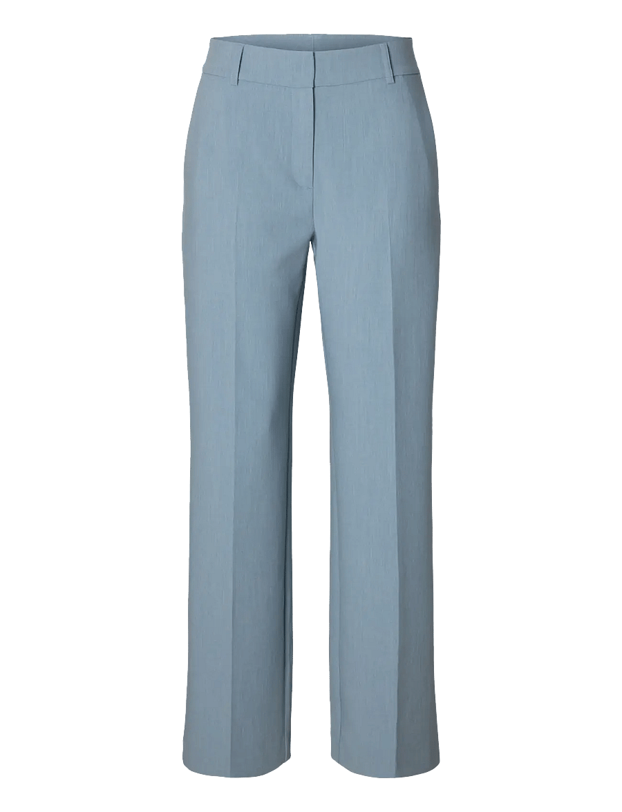 Selected - SLWRITA MW WIDE PANT MEL NOOS - anzugshosen - dusty blue - 1