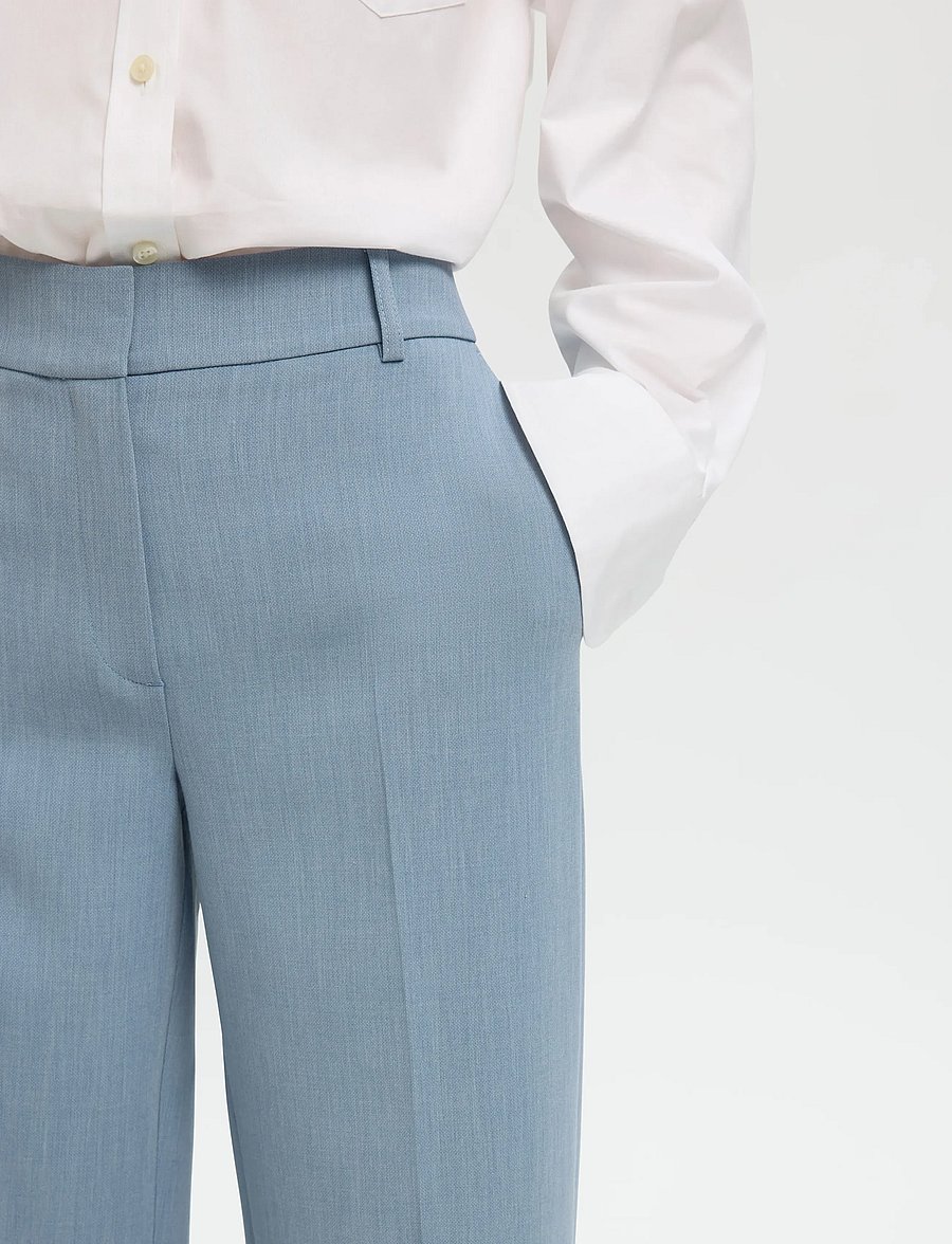Selected - SLWRITA MW WIDE PANT MEL NOOS - anzugshosen - dusty blue - 4