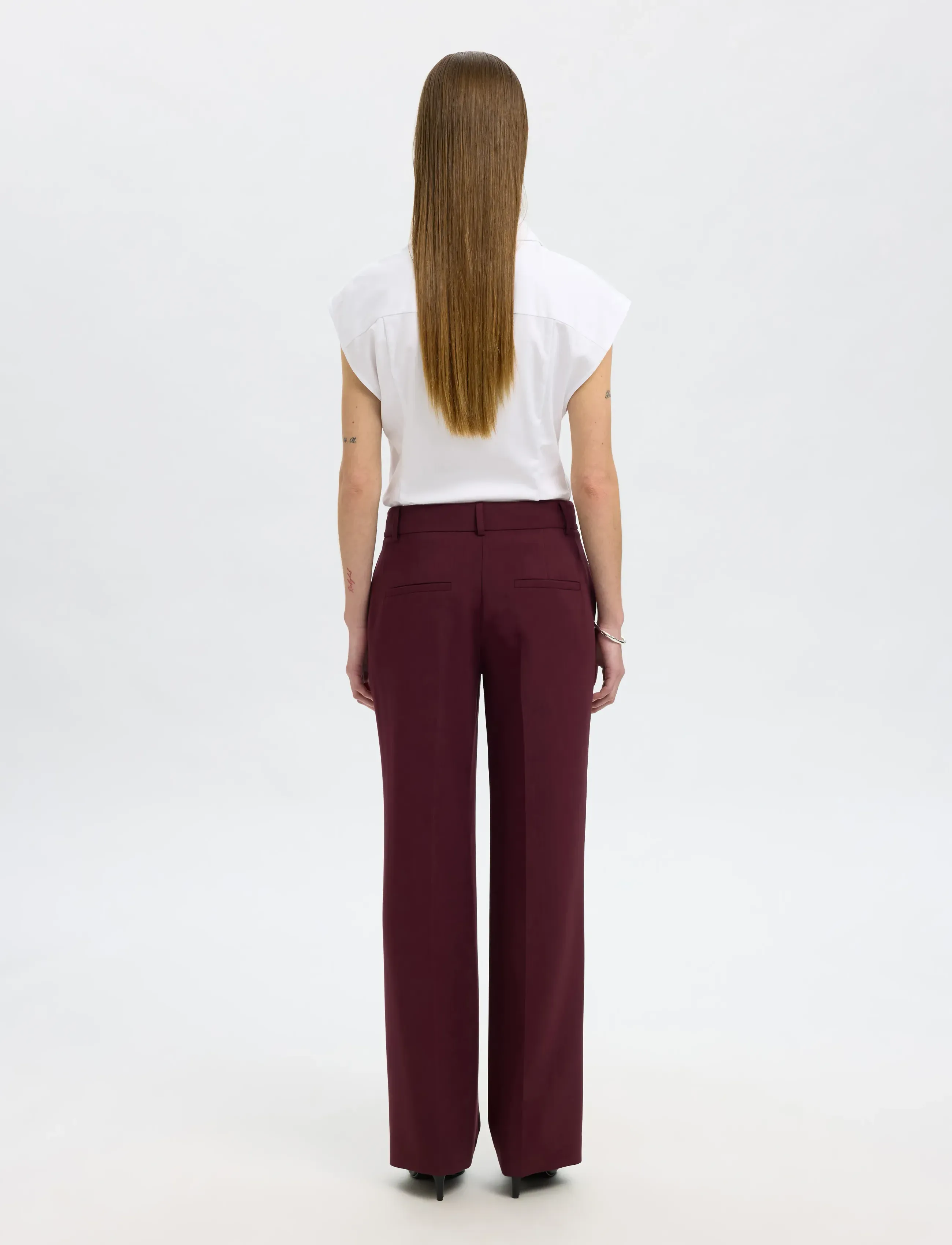 Selected - SLWRITA MW WIDE PANT MEL NOOS - habitbukser - fig - 2