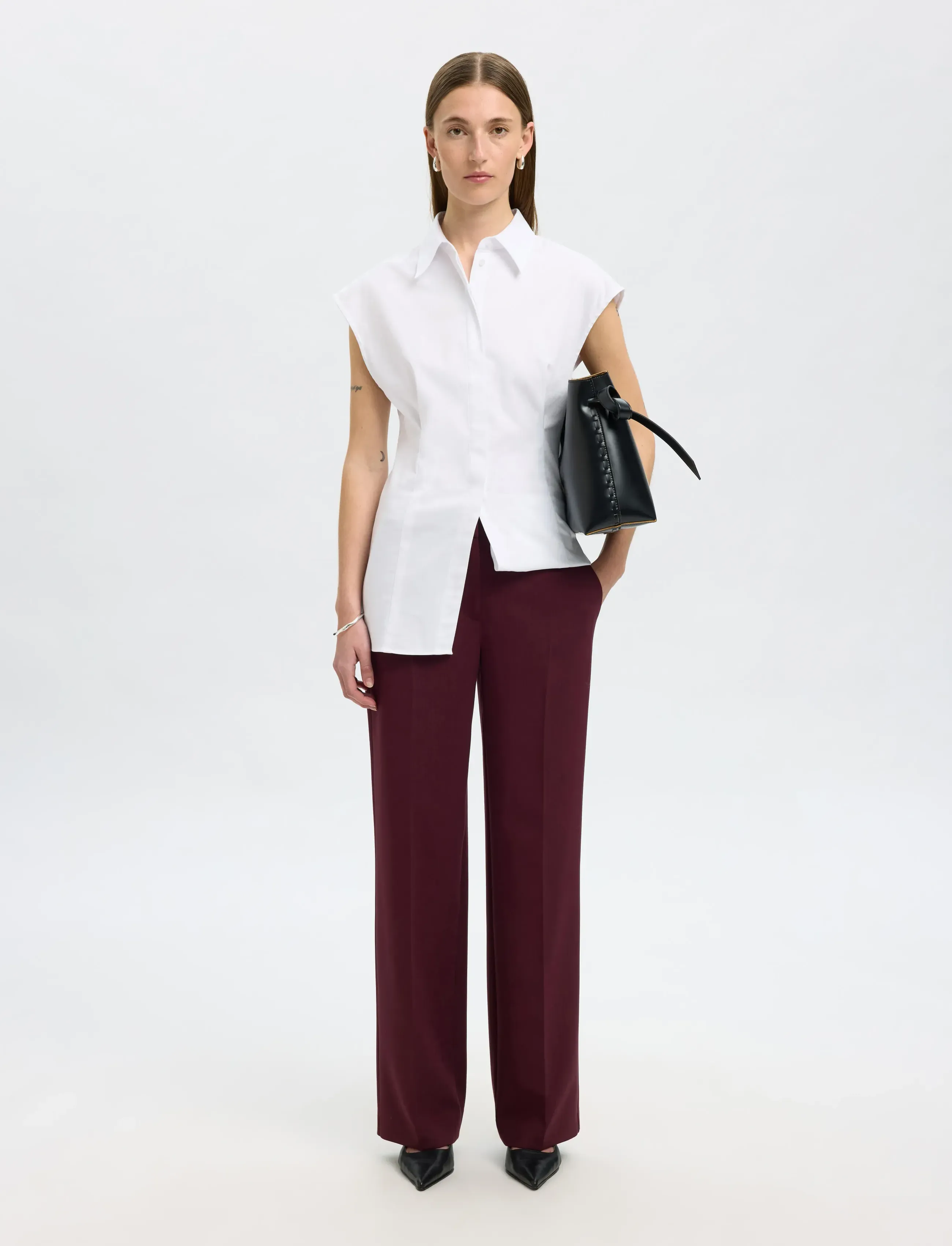 Selected - SLWRITA MW WIDE PANT MEL NOOS - habitbukser - fig - 5