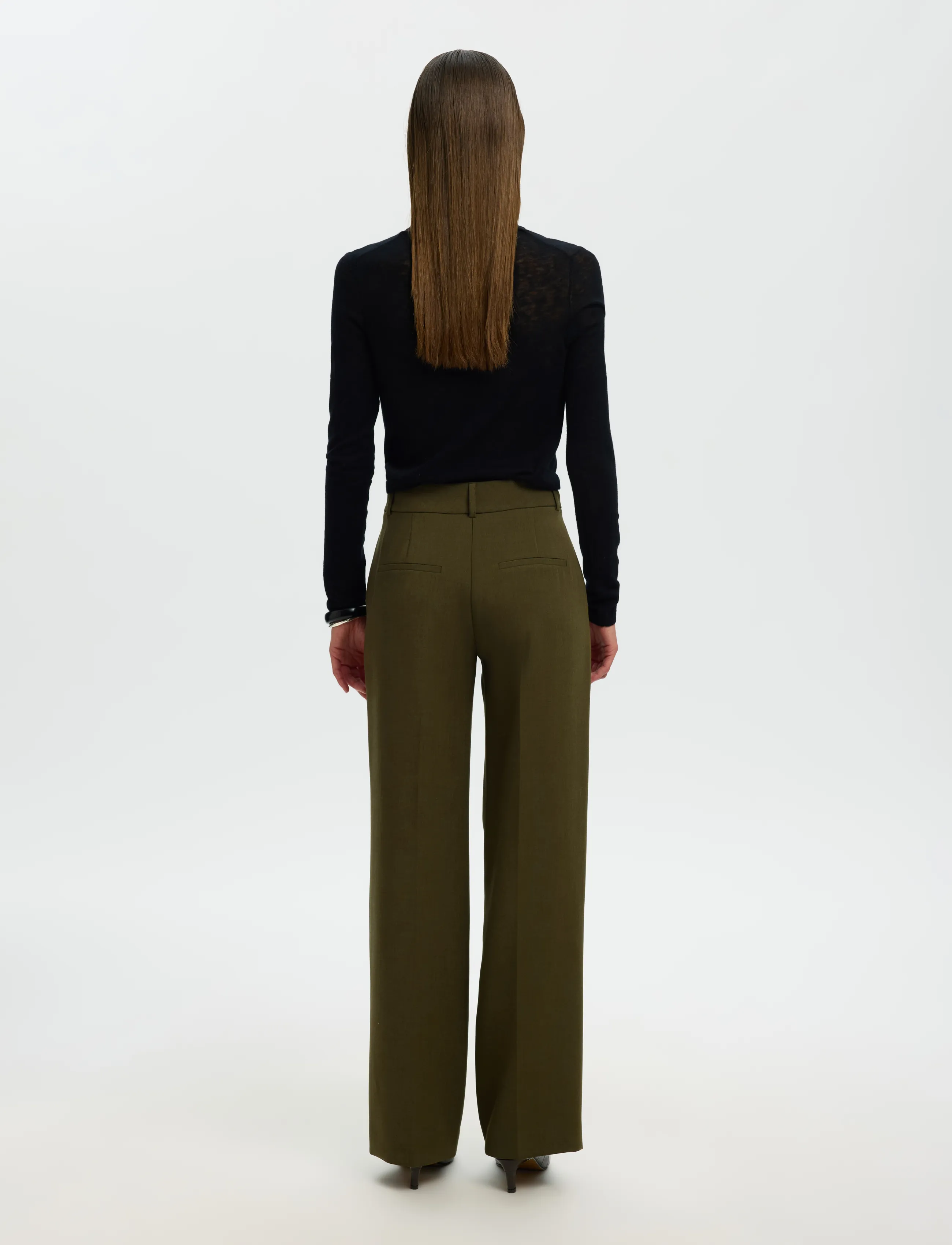 Selected - SLWRITA MW WIDE PANT MEL NOOS - habitbukser - fir green - 2
