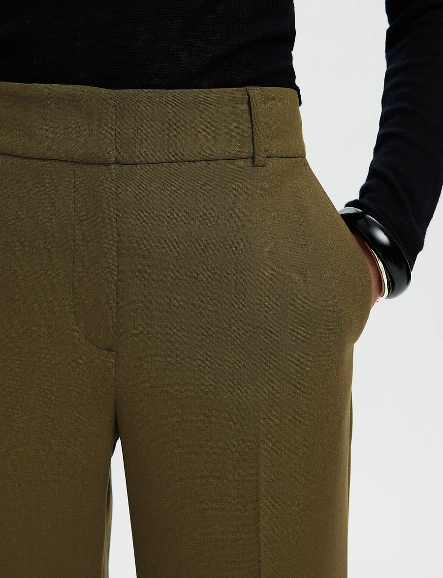Selected - SLWRITA MW WIDE PANT MEL NOOS - anzugshosen - fir green - 4