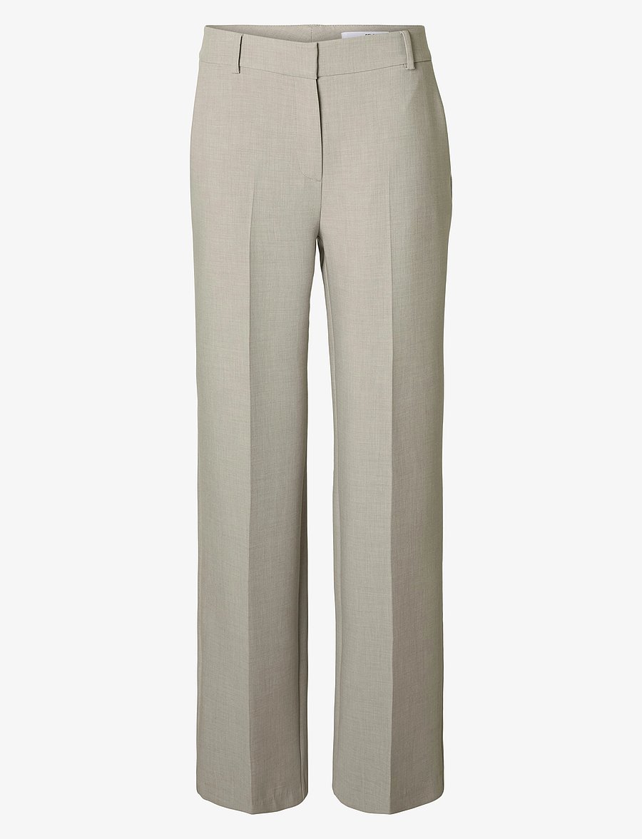 Selected - SLWRITA MW WIDE PANT MEL NOOS - anzugshosen - island fossil - 1
