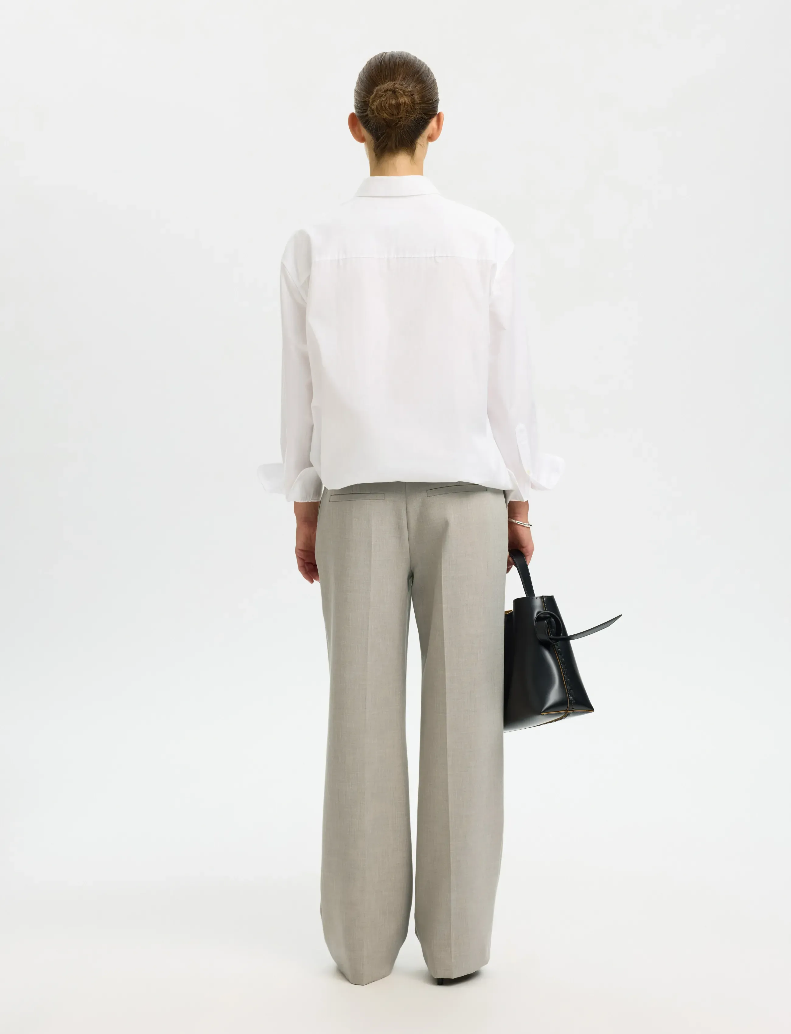 Selected - SLWRITA MW WIDE PANT MEL NOOS - anzugshosen - island fossil - 2