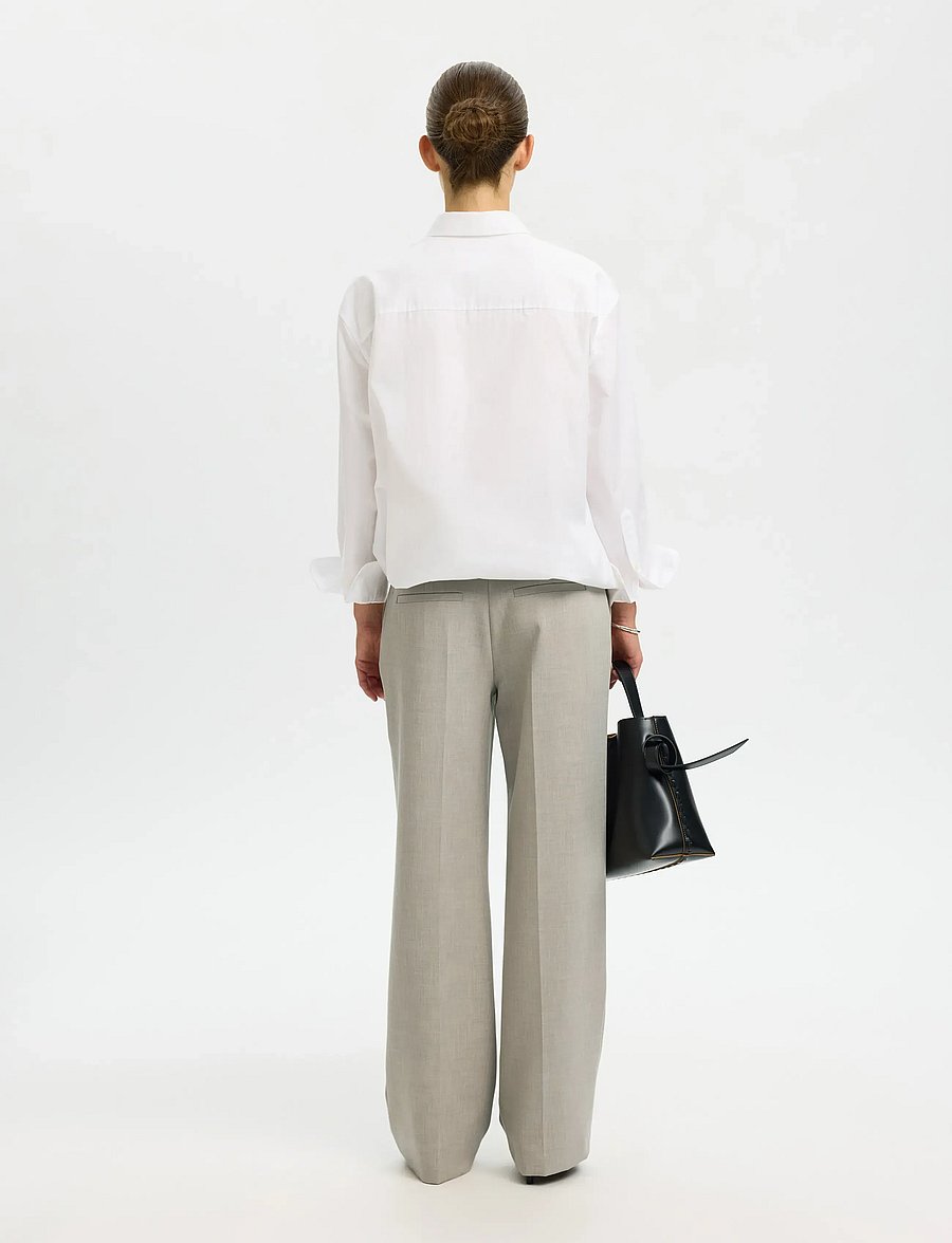 Selected - SLWRITA MW WIDE PANT MEL NOOS - anzugshosen - island fossil - 2
