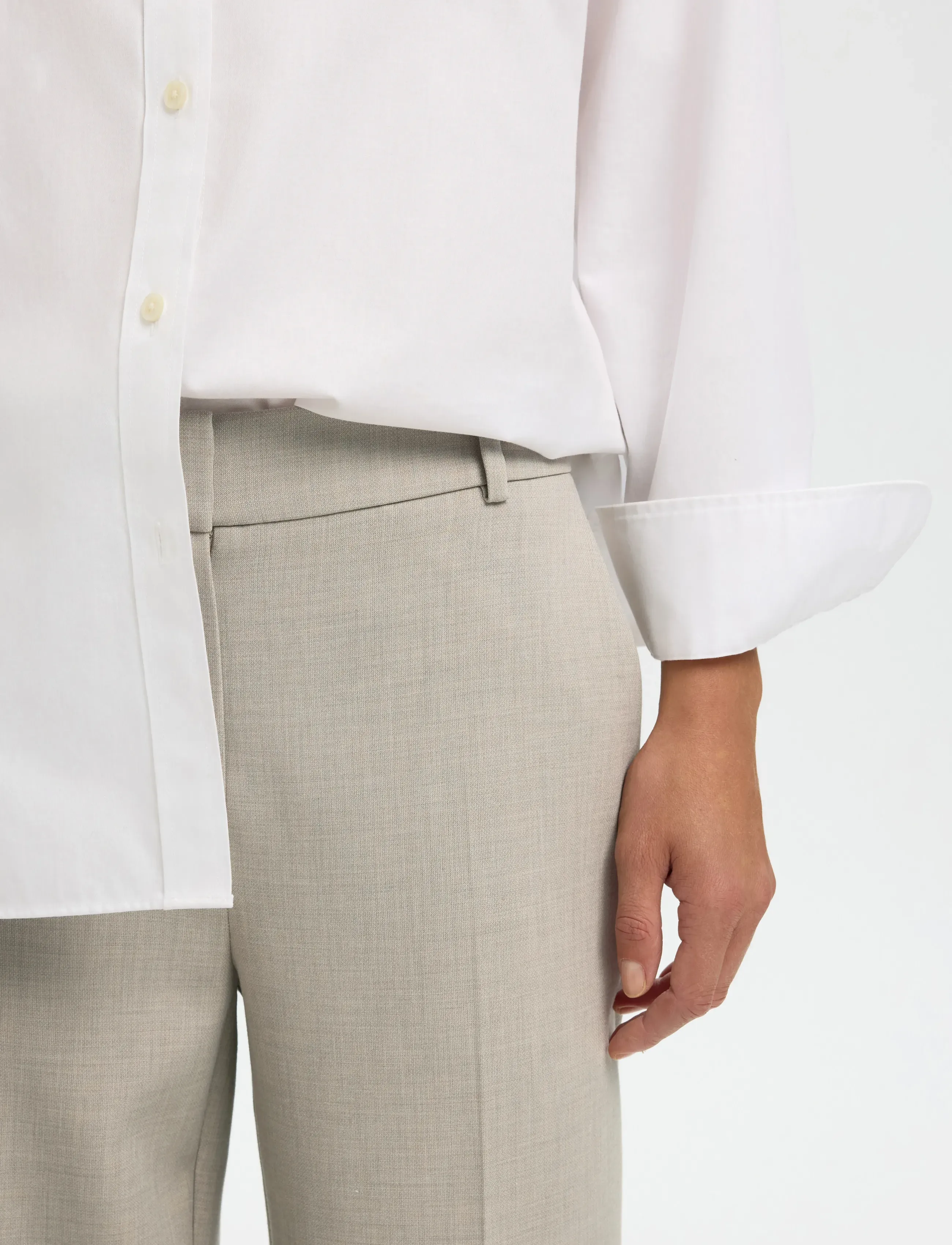 Selected - SLWRITA MW WIDE PANT MEL NOOS - anzugshosen - island fossil - 3