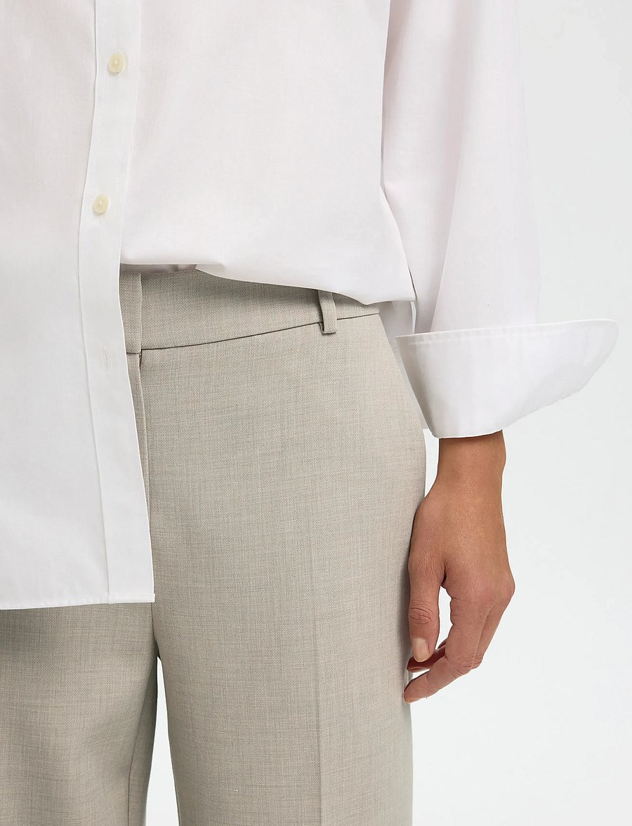 Selected - SLWRITA MW WIDE PANT MEL NOOS - anzugshosen - island fossil - 3