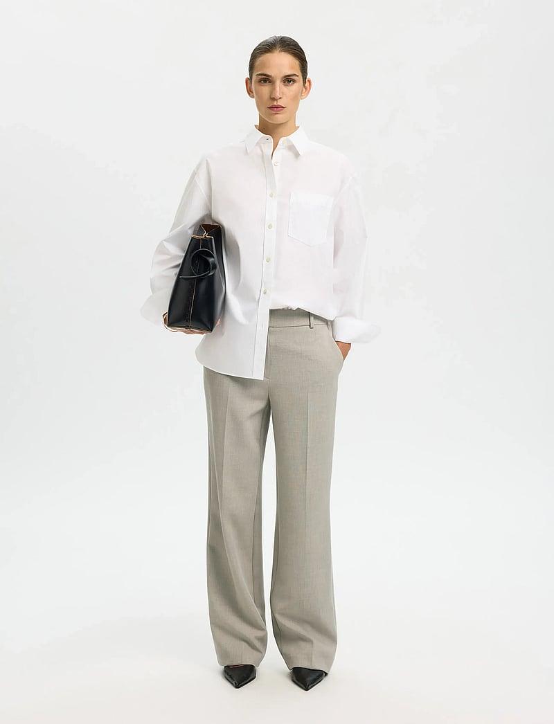 Selected - SLFRITA MW WIDE PANT MEL NOOS - formell - island fossil - 4