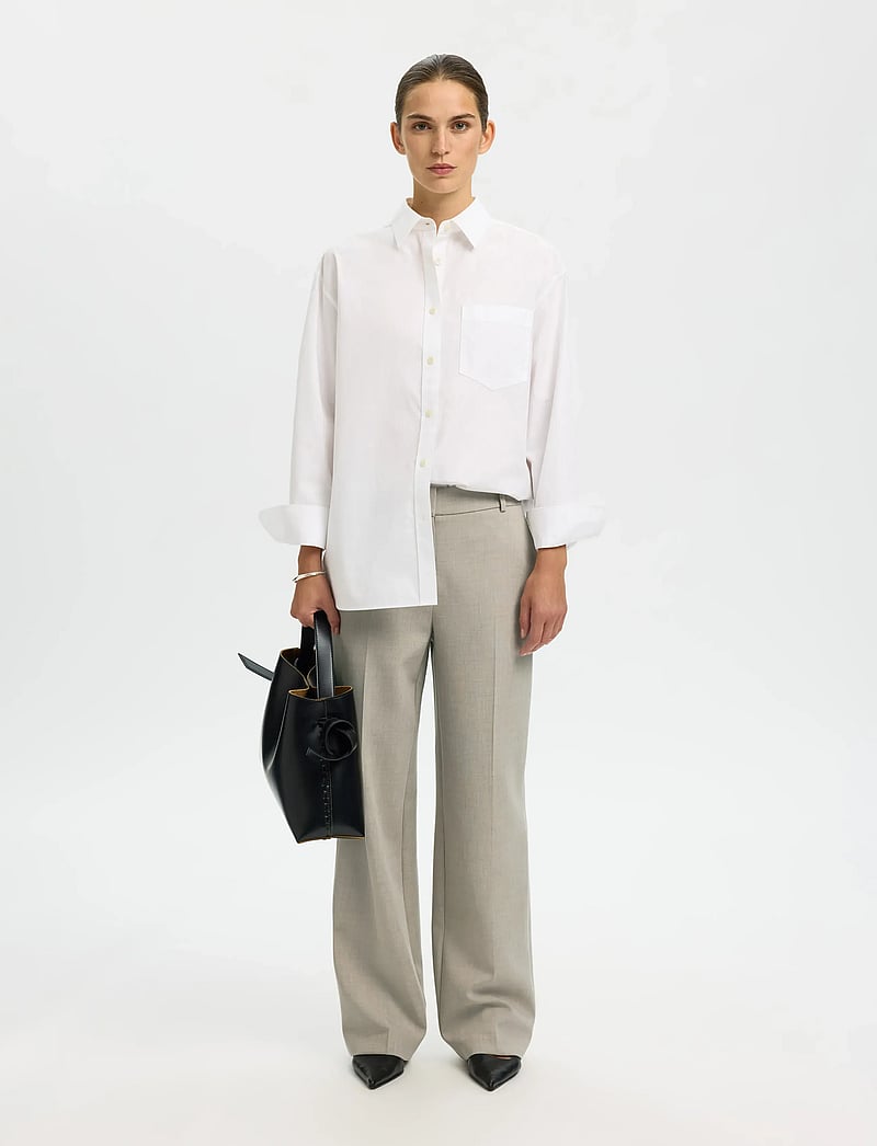 Selected - SLFRITA MW WIDE PANT MEL NOOS - formell - island fossil - 5