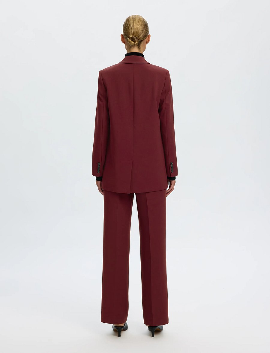 Selected - SLWRITA MW WIDE PANT MEL NOOS - anzugshosen - tawny port - 2
