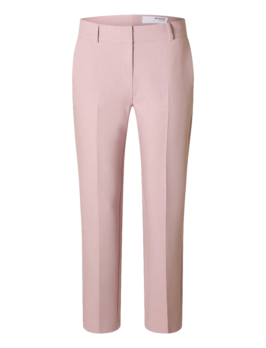 Selected - SLFRITA-RIA MW CROPPED PANT MEL NOOS - anzugshosen - bleached mauve - 1