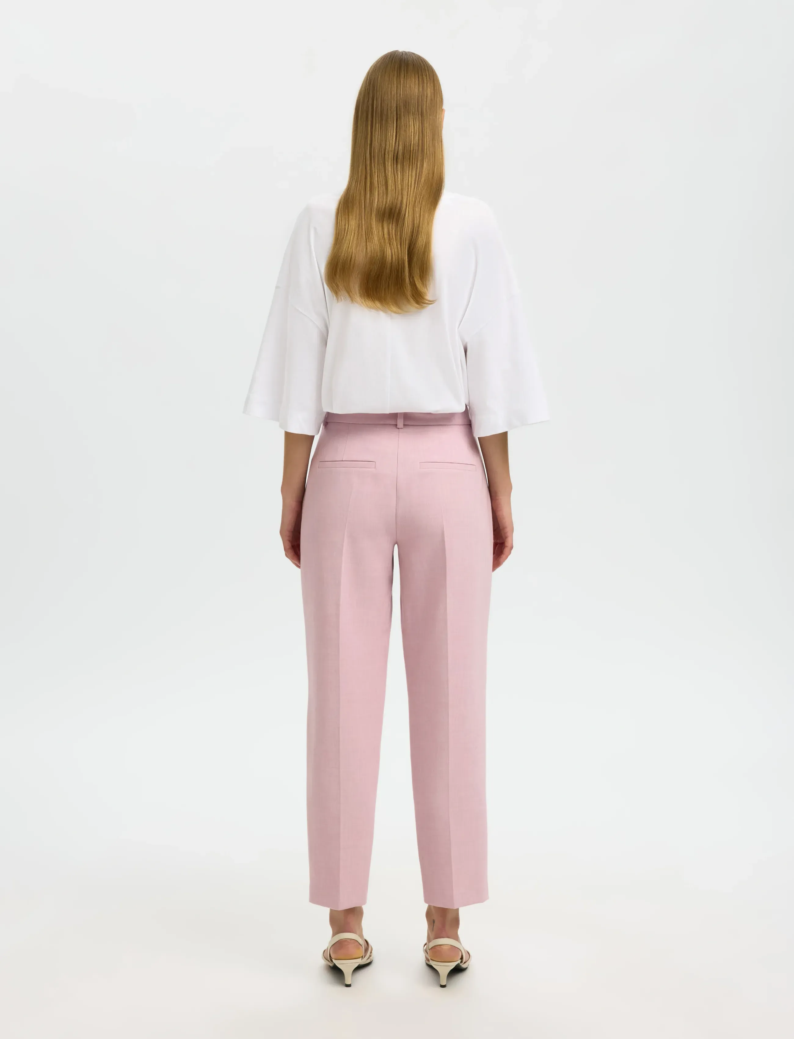 Selected - SLFRITA-RIA MW CROPPED PANT MEL NOOS - anzugshosen - bleached mauve - 2