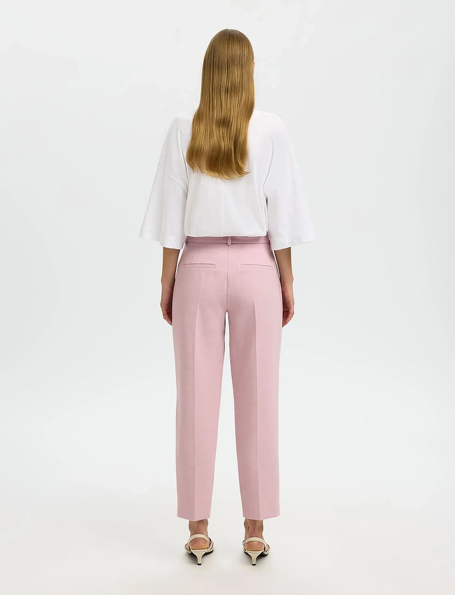 Selected - SLFRITA-RIA MW CROPPED PANT MEL NOOS - anzugshosen - bleached mauve - 2