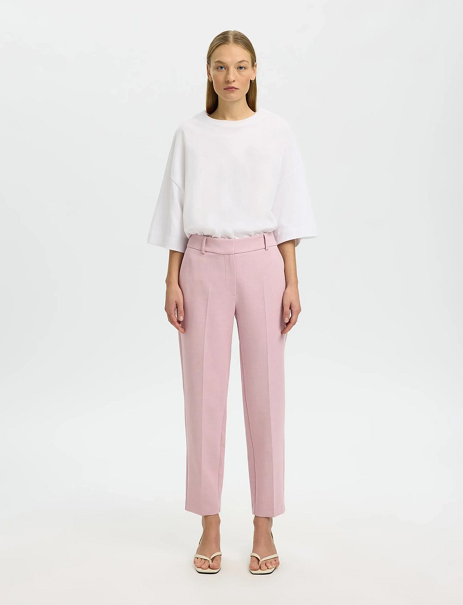 Selected - SLFRITA-RIA MW CROPPED PANT MEL NOOS - anzugshosen - bleached mauve - 3