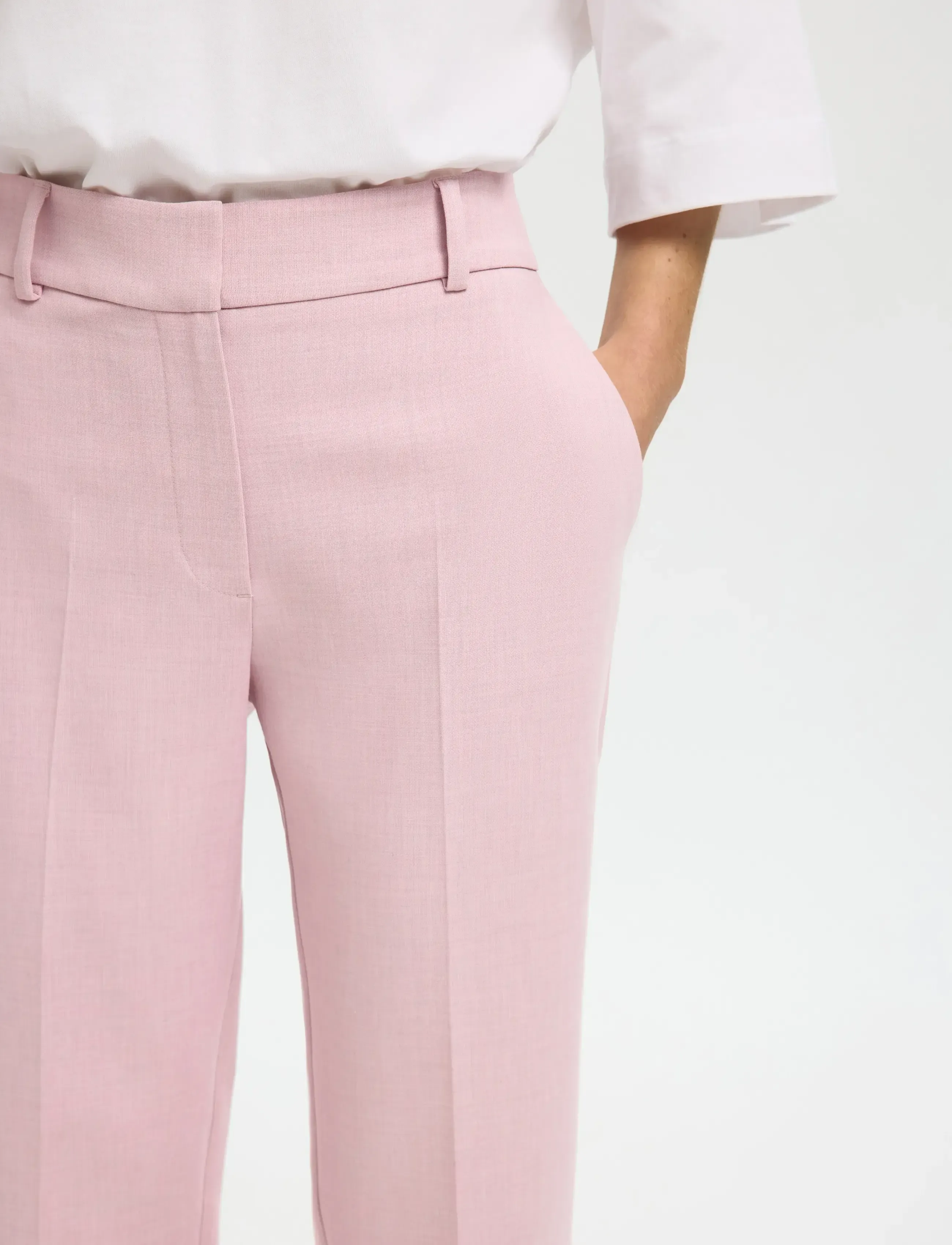 Selected - SLFRITA-RIA MW CROPPED PANT MEL NOOS - anzugshosen - bleached mauve - 4