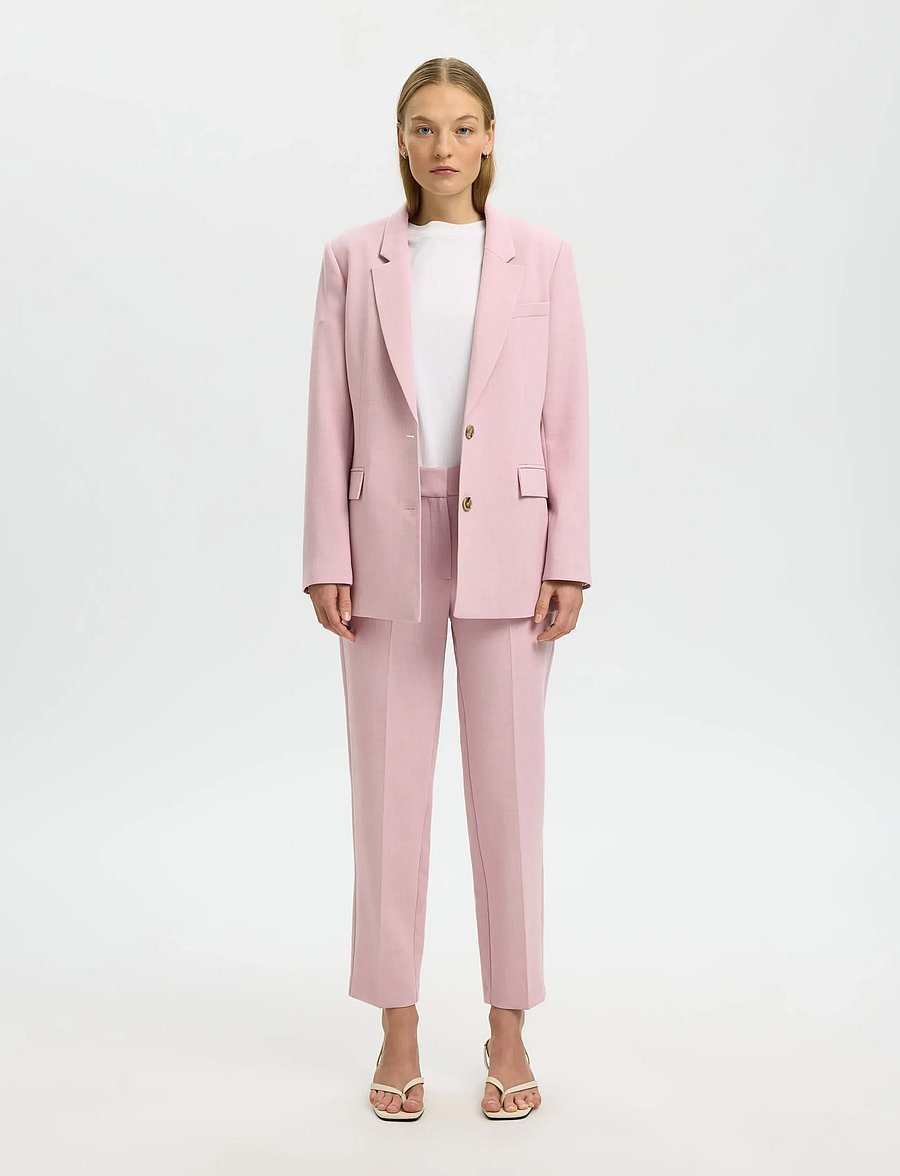 Selected - SLFRITA-RIA MW CROPPED PANT MEL NOOS - anzugshosen - bleached mauve - 5