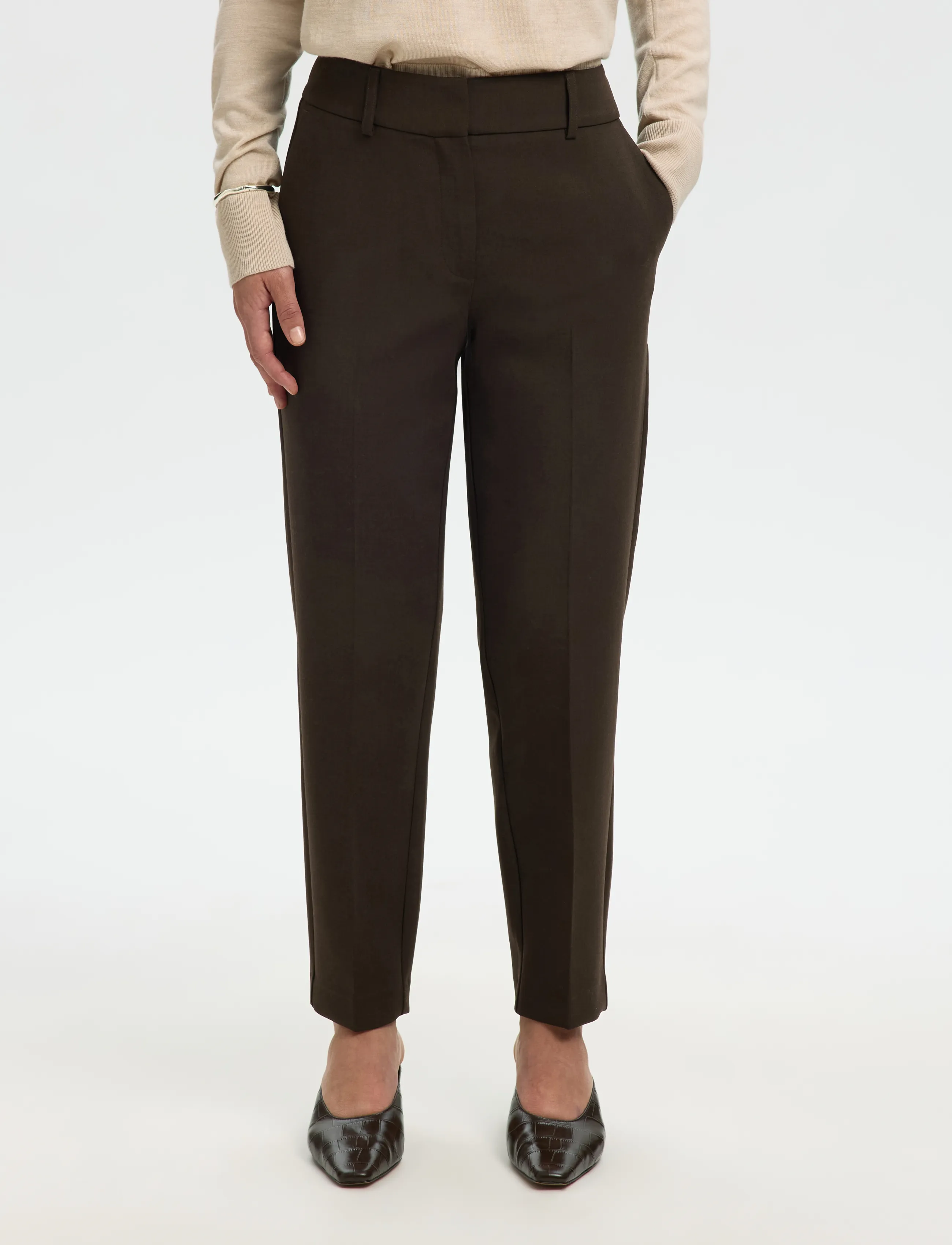 Selected SLWRITA-RIA MW CROPPED PANT MEL NOOS - Everyday Style - DELICIOSO / brown