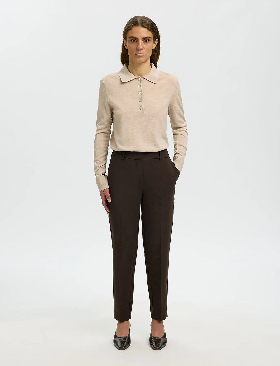 Selected - SLWRITA-RIA MW CROPPED PANT MEL NOOS - tailored trousers - delicioso - 3