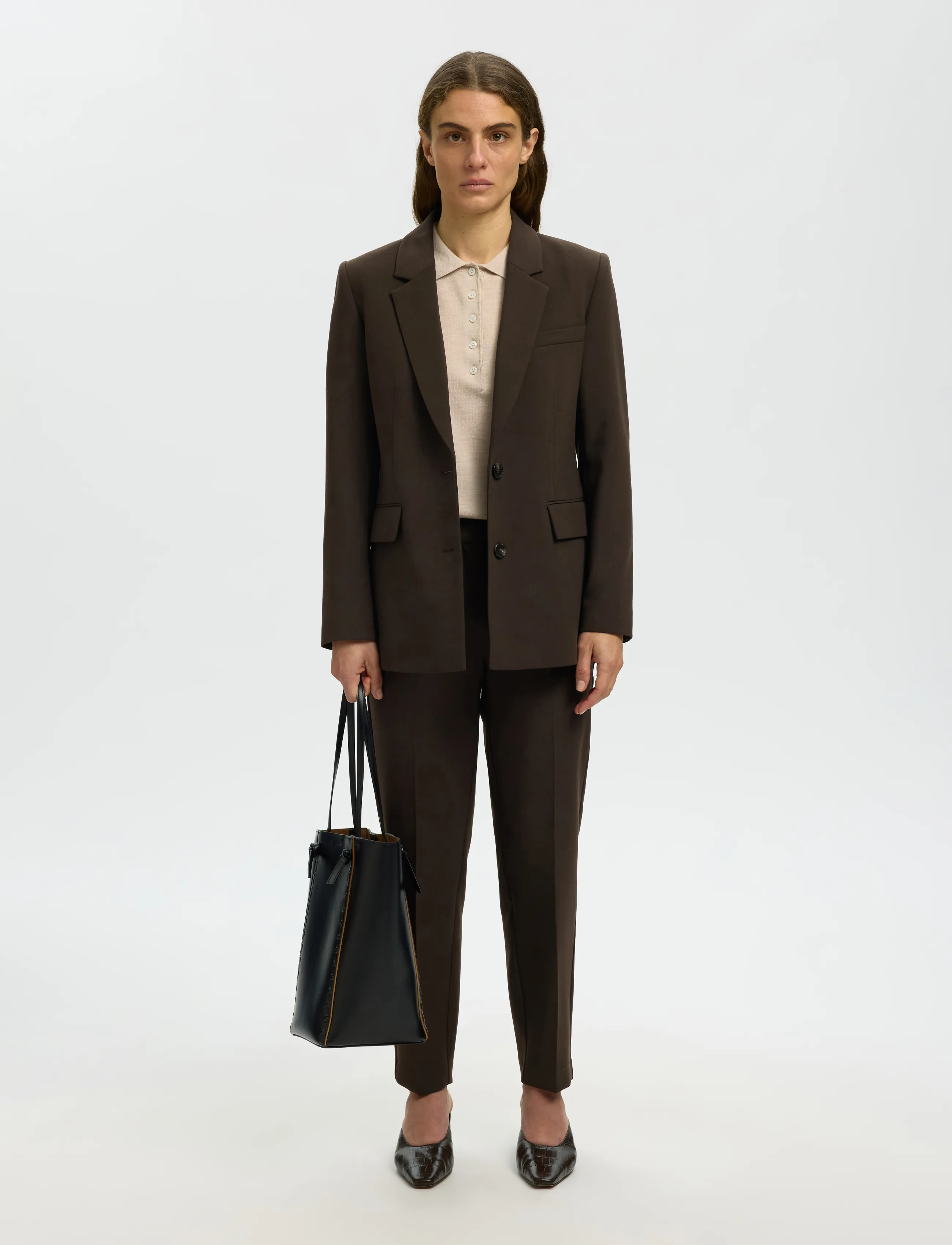 Selected - SLWRITA-RIA MW CROPPED PANT MEL NOOS - tailored trousers - delicioso - 5