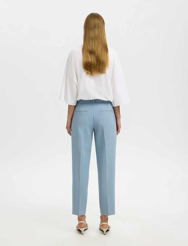 Selected - SLFRITA-RIA MW CROPPED PANT MEL NOOS - kostymbyxor - dusty blue - 2