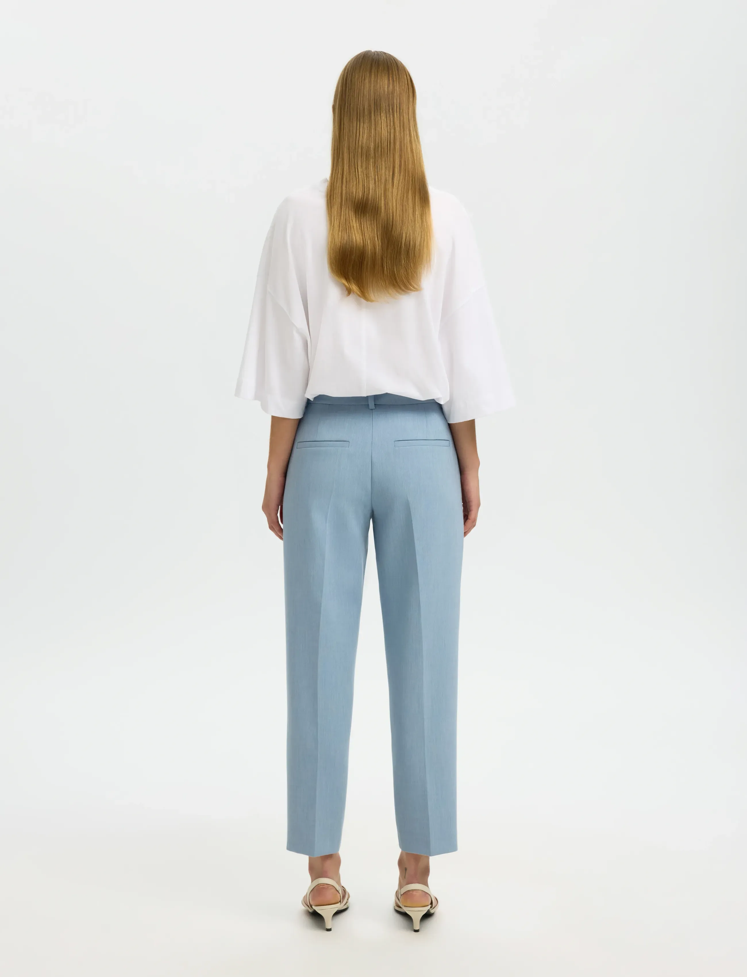 Selected - SLFRITA-RIA MW CROPPED PANT MEL NOOS - habitbukser - dusty blue - 2