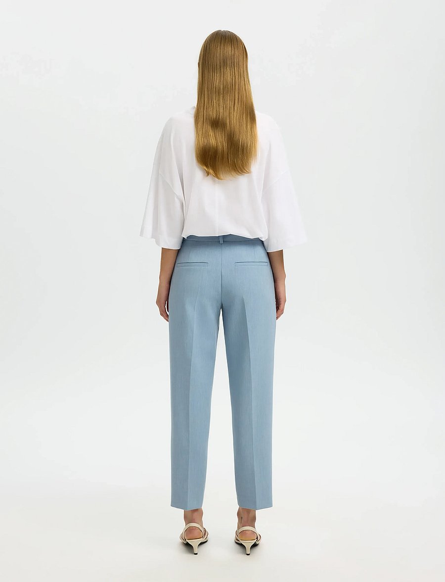 Selected - SLFRITA-RIA MW CROPPED PANT MEL NOOS - habitbukser - dusty blue - 2