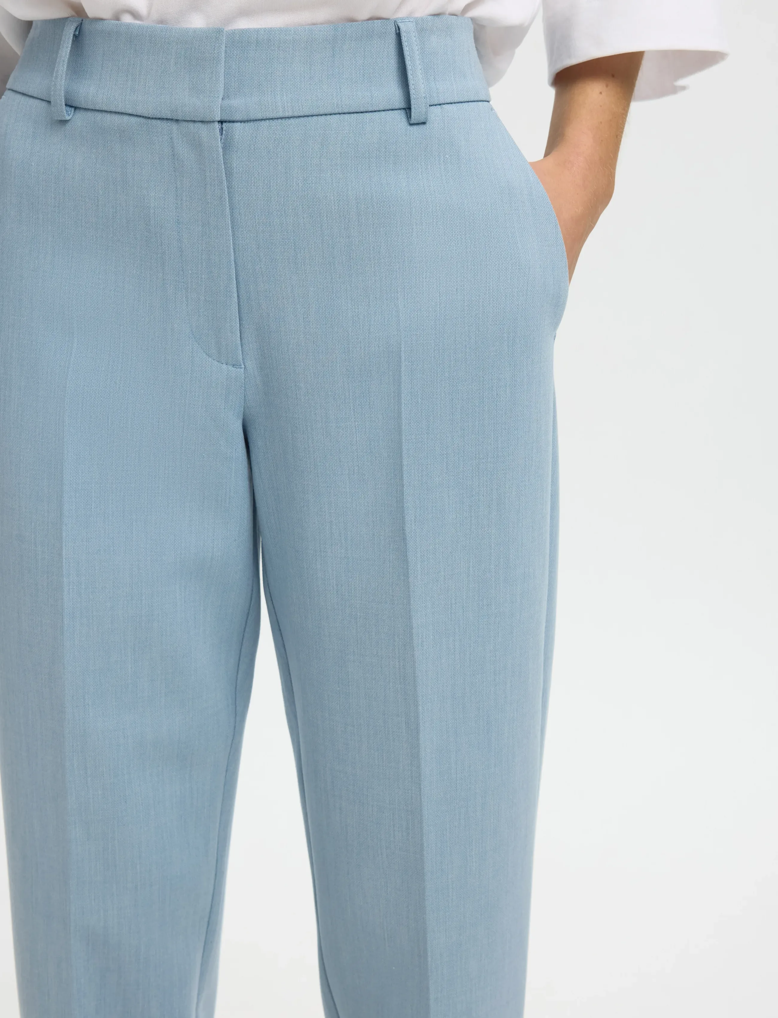 Selected - SLFRITA-RIA MW CROPPED PANT MEL NOOS - habitbukser - dusty blue - 4