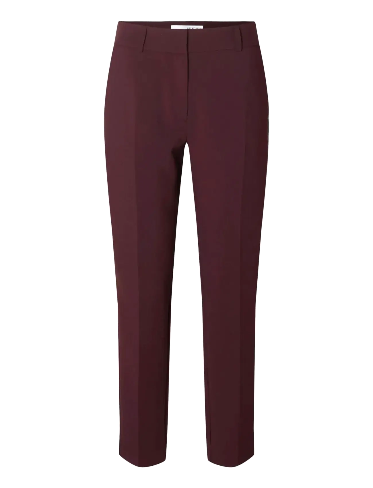 Selected SLFRITA-RIA MW CROPPED PANT MEL NOOS - Trousers - FIG / burgundy