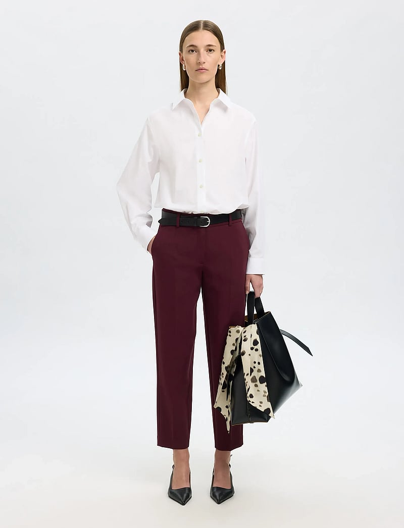 Selected - SLFRITA-RIA MW CROPPED PANT MEL NOOS - habitbukser - fig - 3