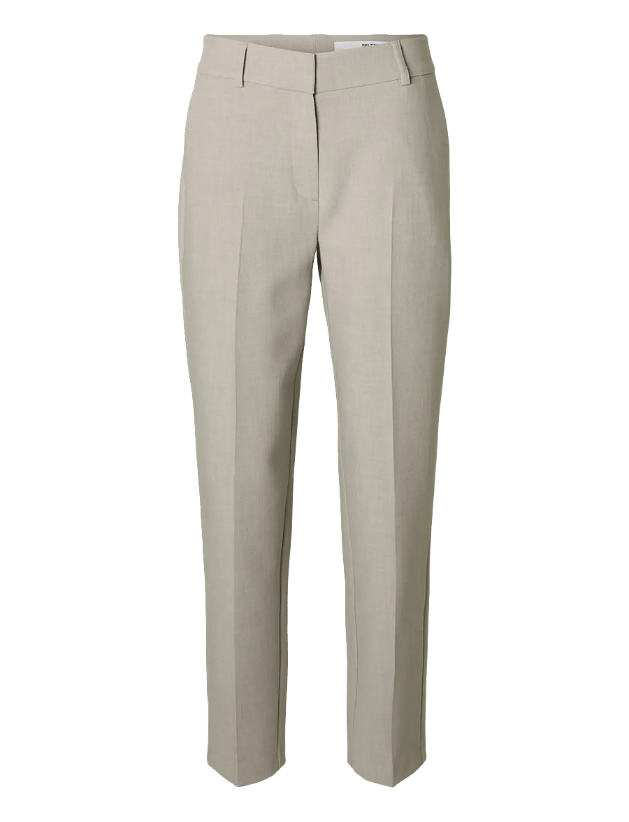 Selected - SLFRITA-RIA MW CROPPED PANT MEL NOOS - pantalons habillés - island fossil - 1