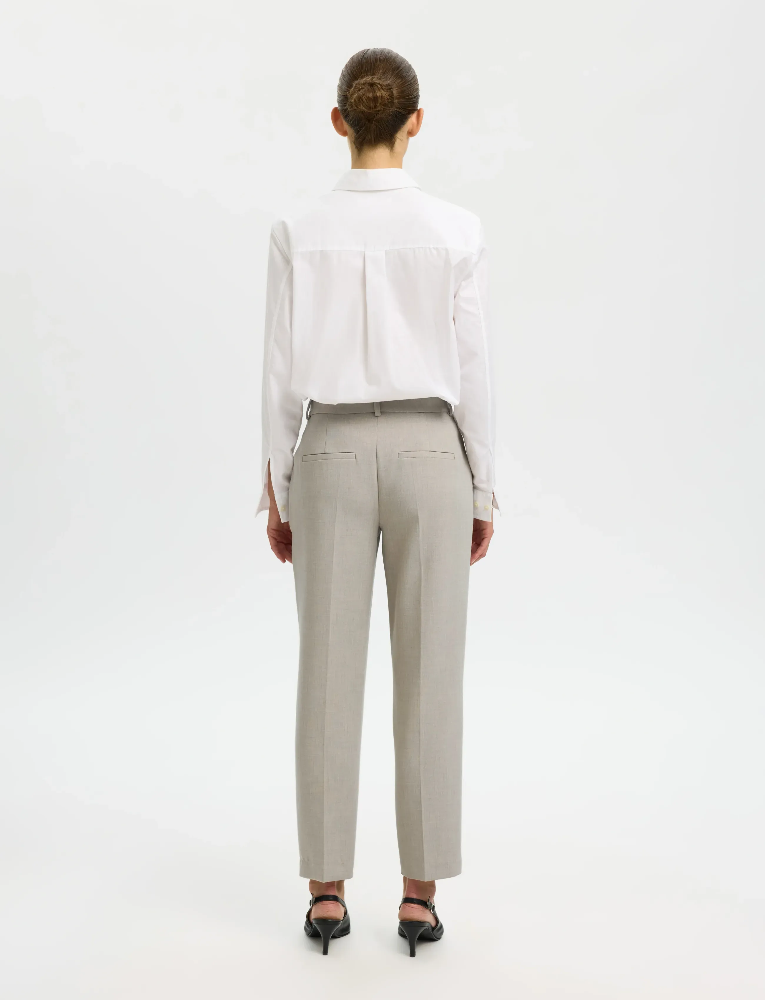 Selected - SLFRITA-RIA MW CROPPED PANT MEL NOOS - pantalons habillés - island fossil - 2