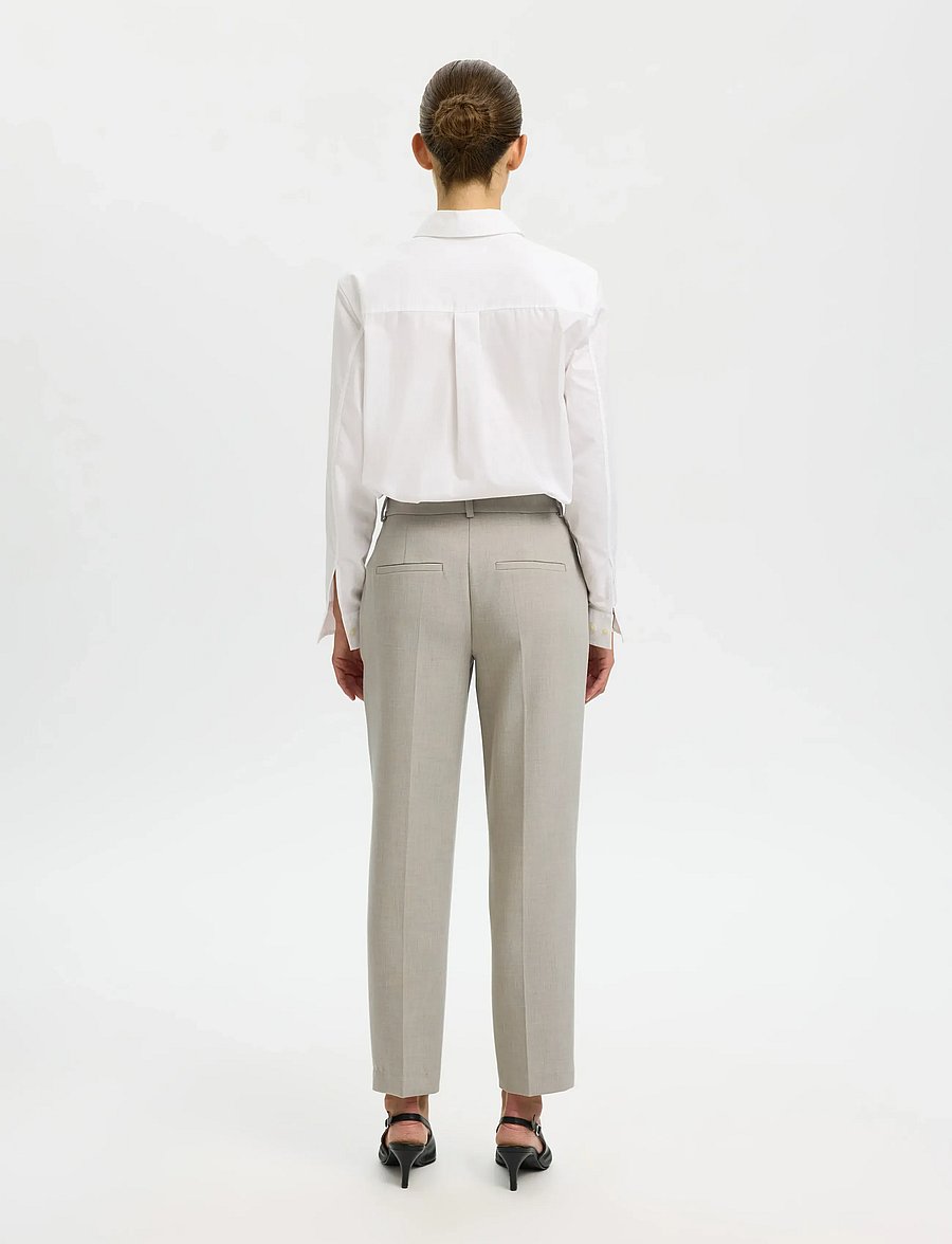 Selected - SLFRITA-RIA MW CROPPED PANT MEL NOOS - pantalons habillés - island fossil - 2