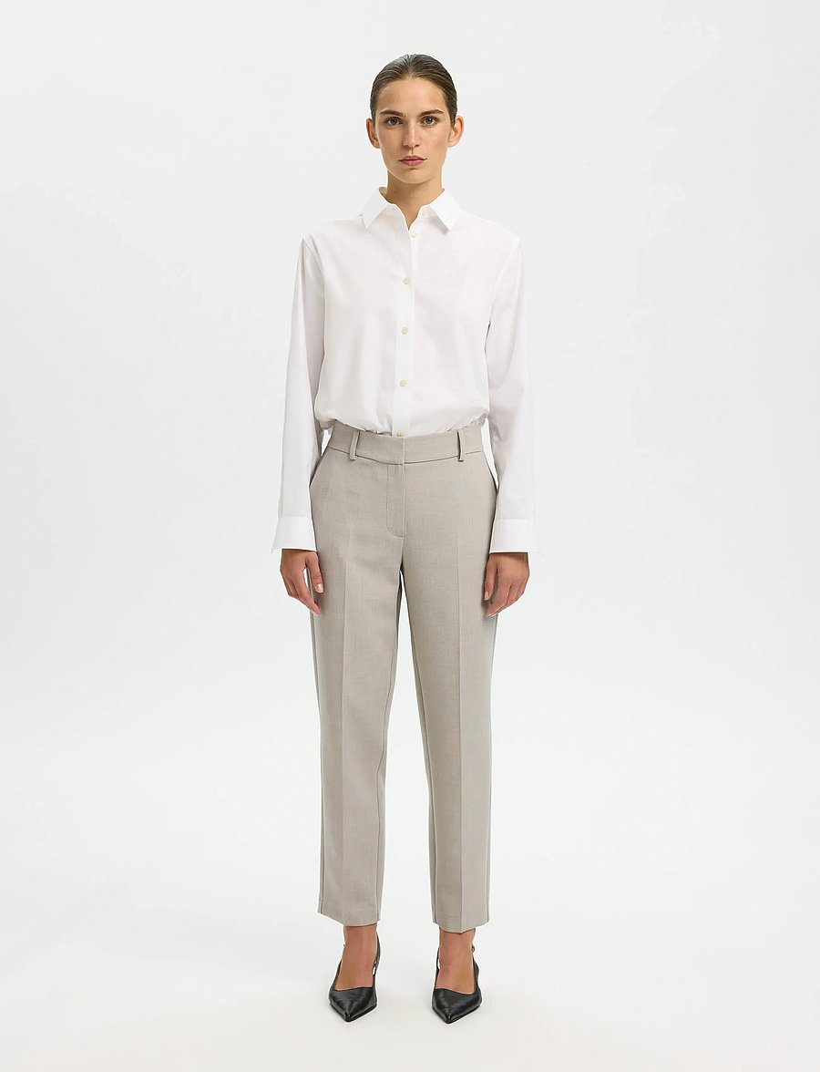 Selected - SLFRITA-RIA MW CROPPED PANT MEL NOOS - pantalons habillés - island fossil - 3