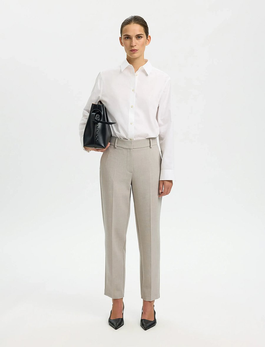 Selected - SLFRITA-RIA MW CROPPED PANT MEL NOOS - pantalons habillés - island fossil - 5