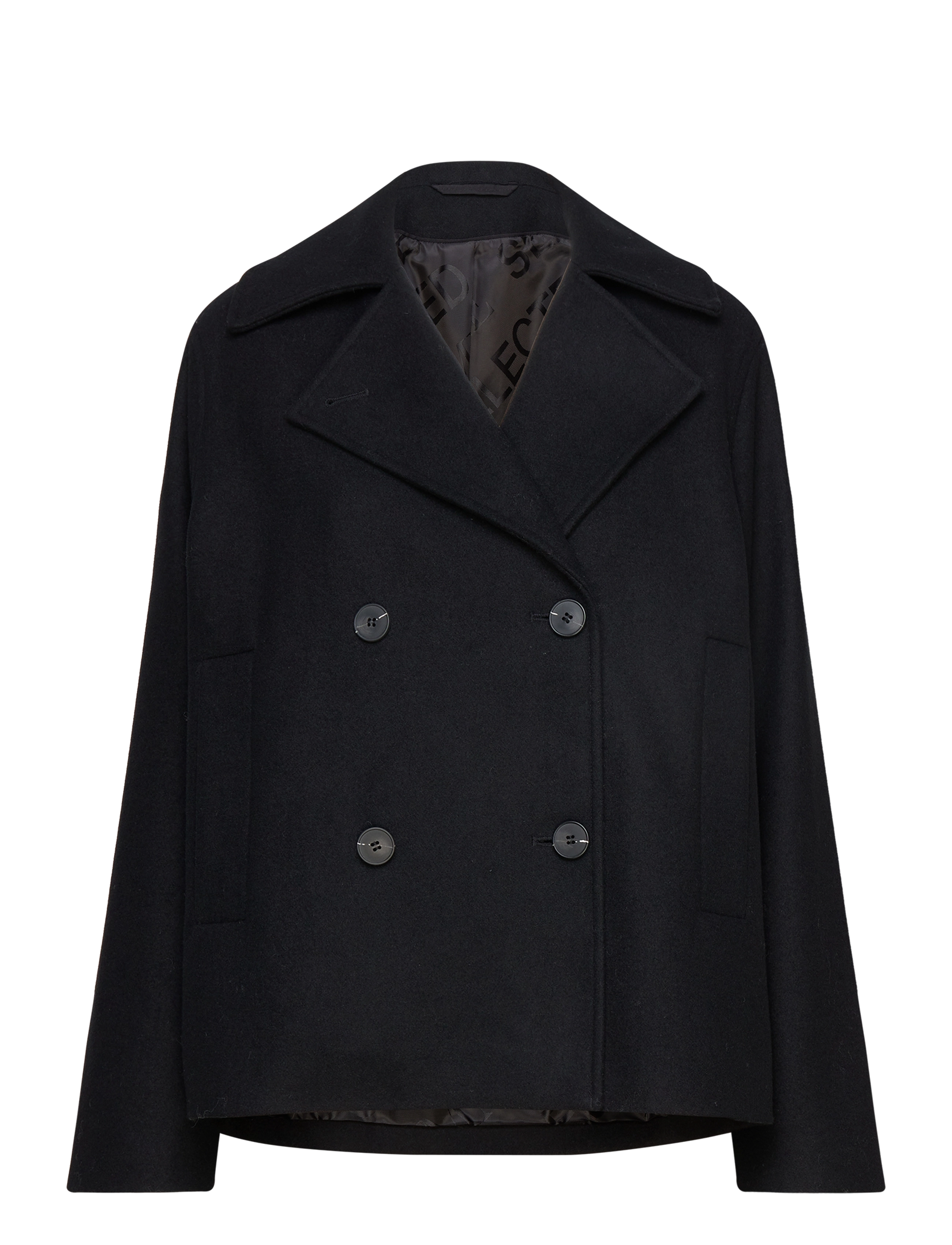 Selected SLFALMA SHORT WOOL JACKET NOOS - Klær - BLACK / black